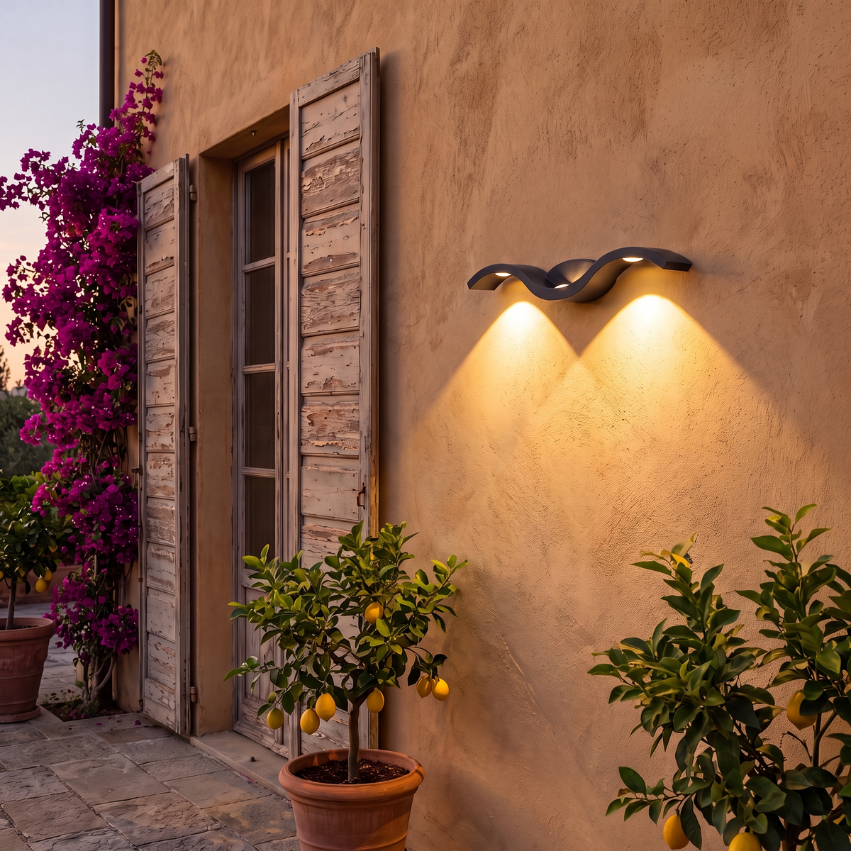 Wave Outdoor Wall Sconce in an elegant Italian setting