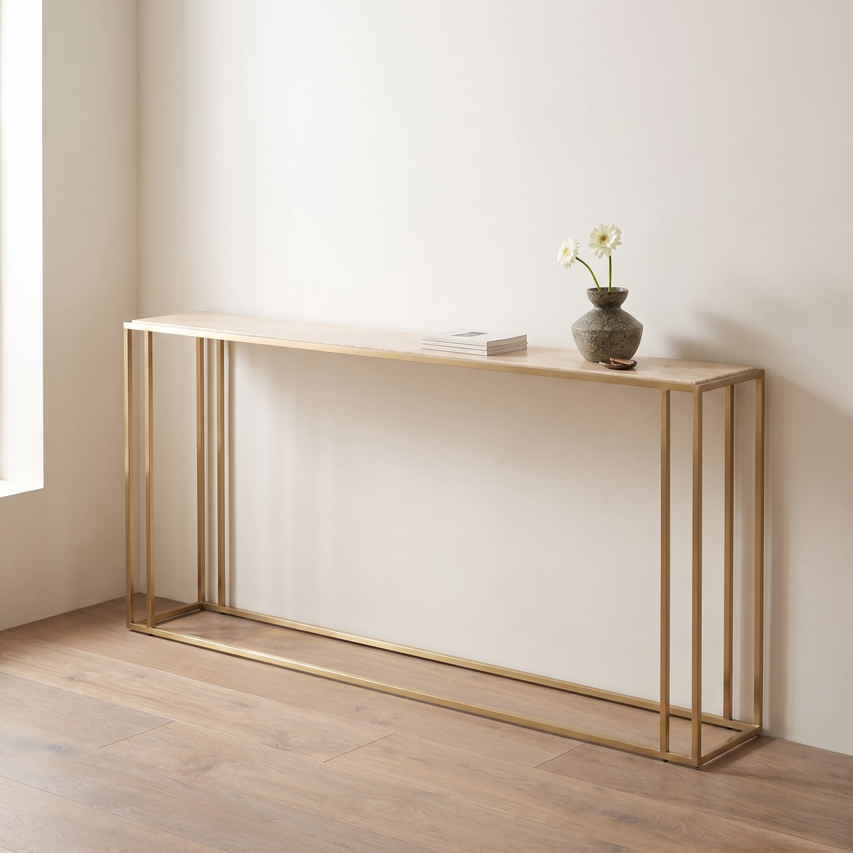 Natural Stone Console Table in a warm Italian interior