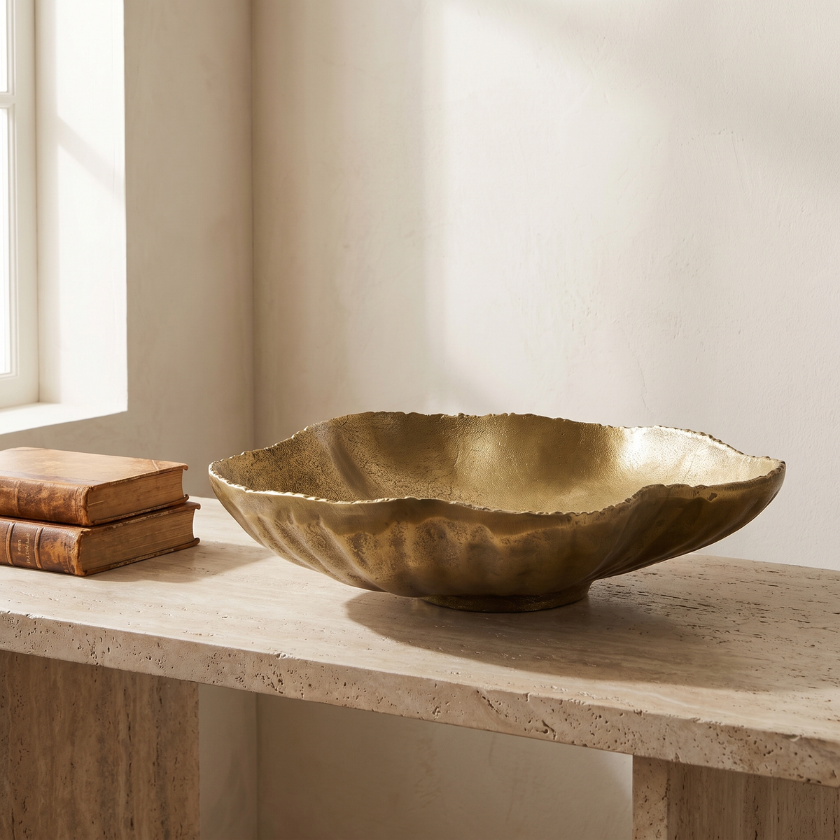 Antique Brass Decorative Bowl in a warm Italian interior