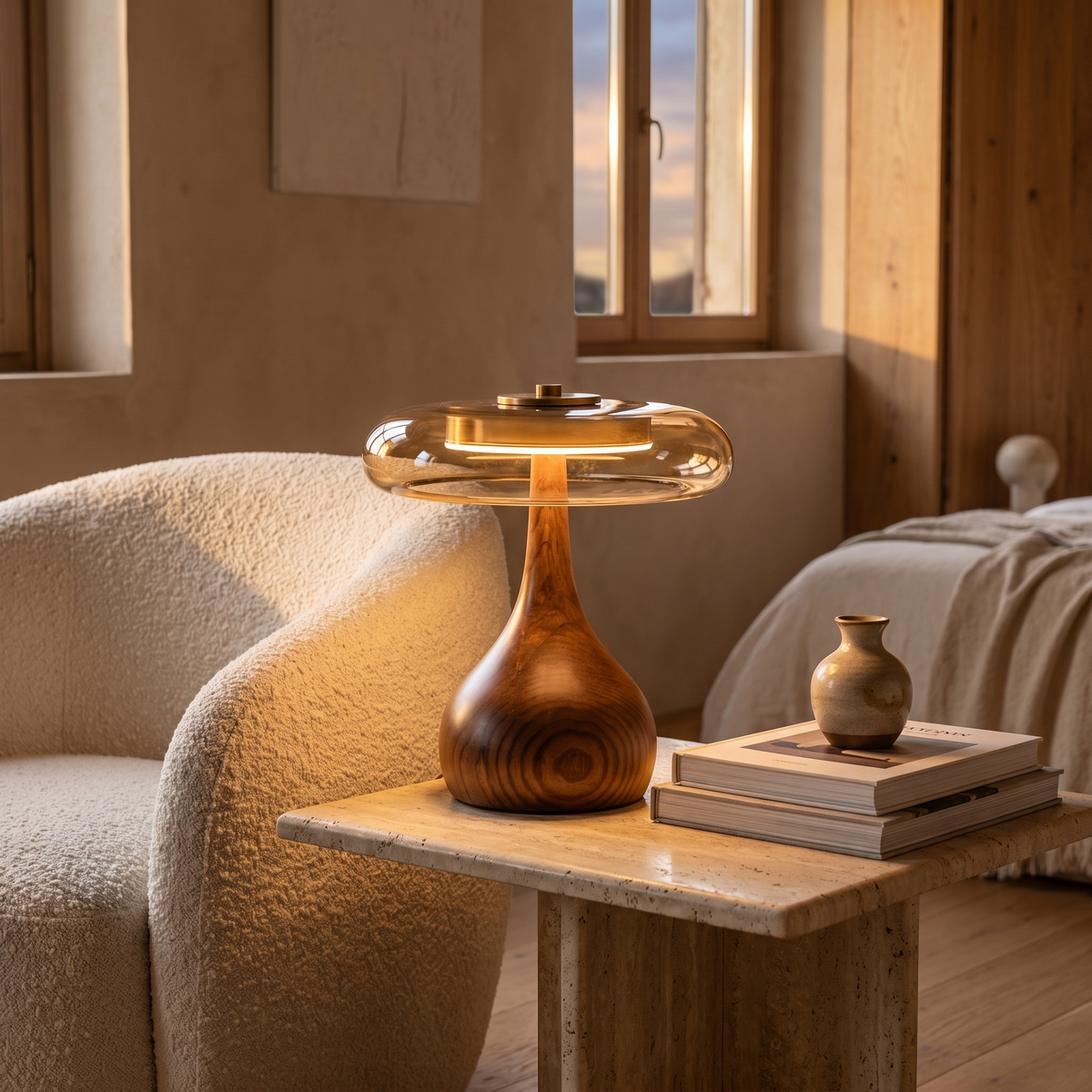 Amber Glass Table Lamp in a warm Italian interior