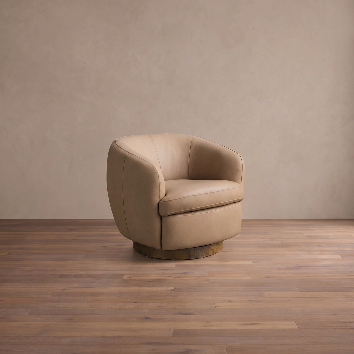 Leather Swivel Accent Chair in Dante Taupe/Mocha