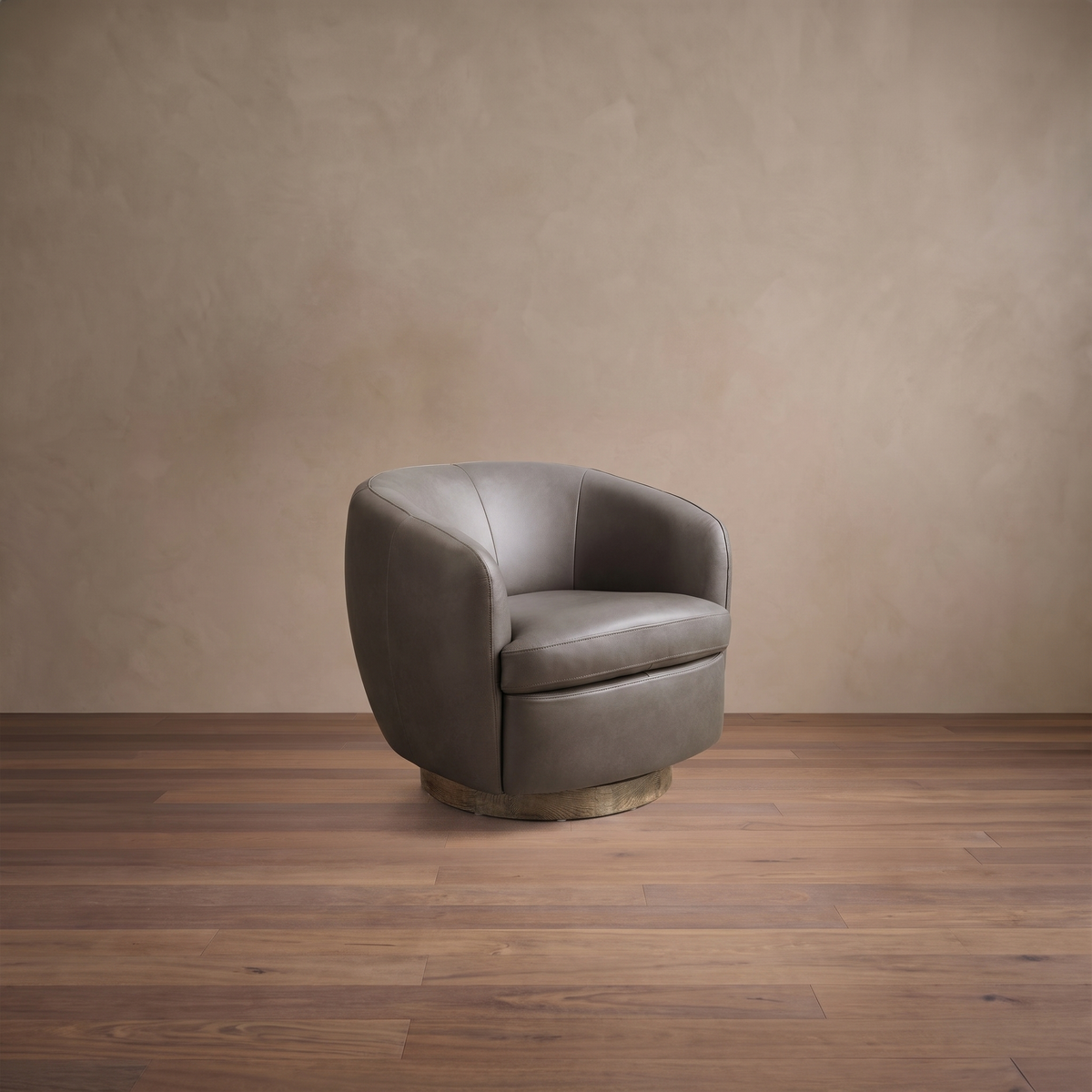 Leather Swivel Accent Chair in Dante Slate/Fawn