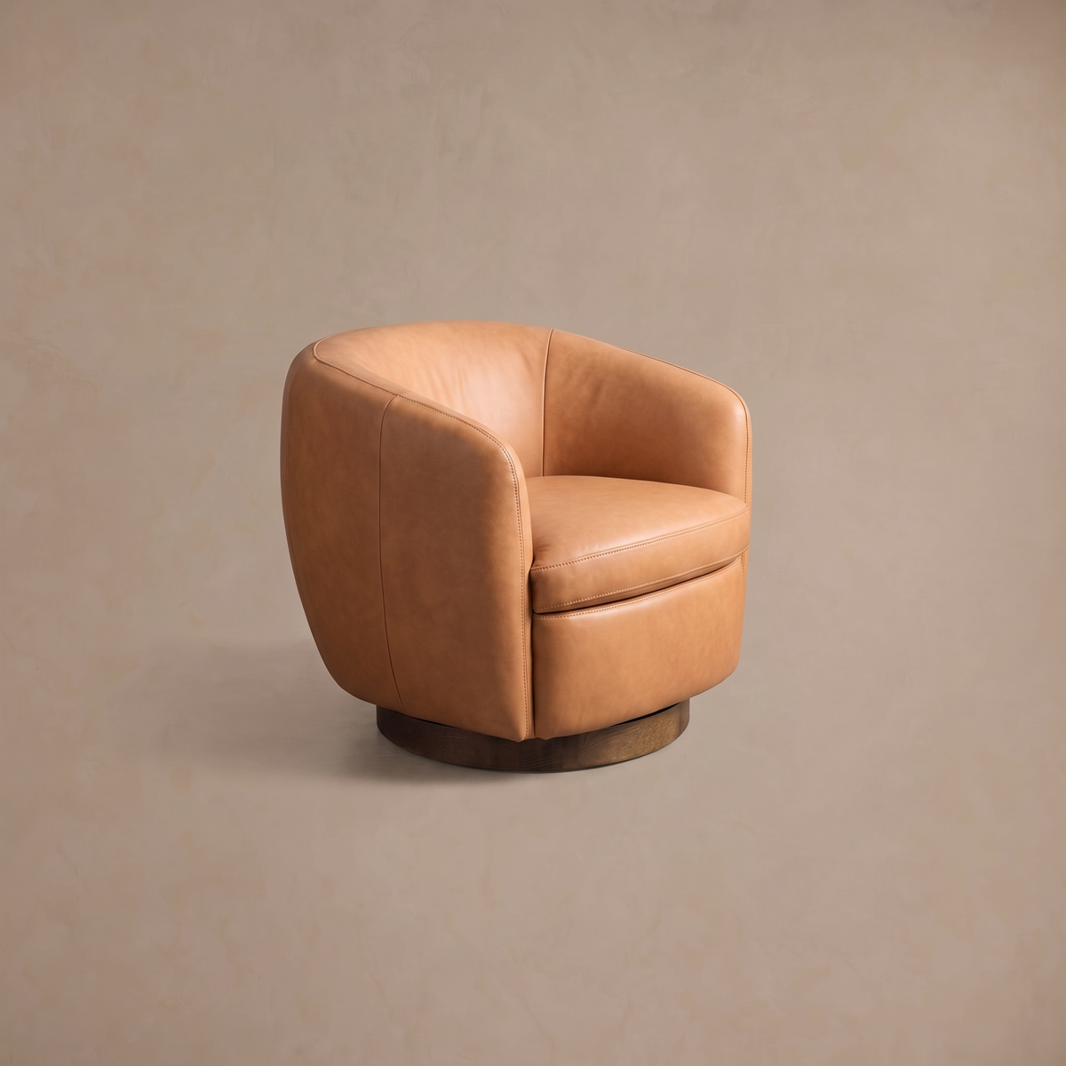 Leather Swivel Accent Chair in Dante Camel/Mocha