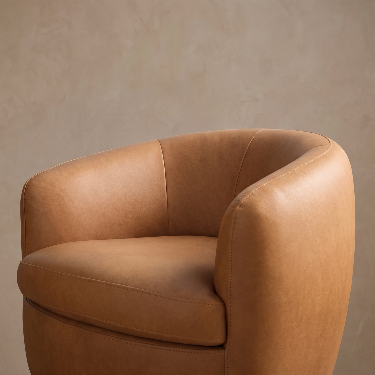 Leather Swivel Accent Chair in Dante Camel/Mocha