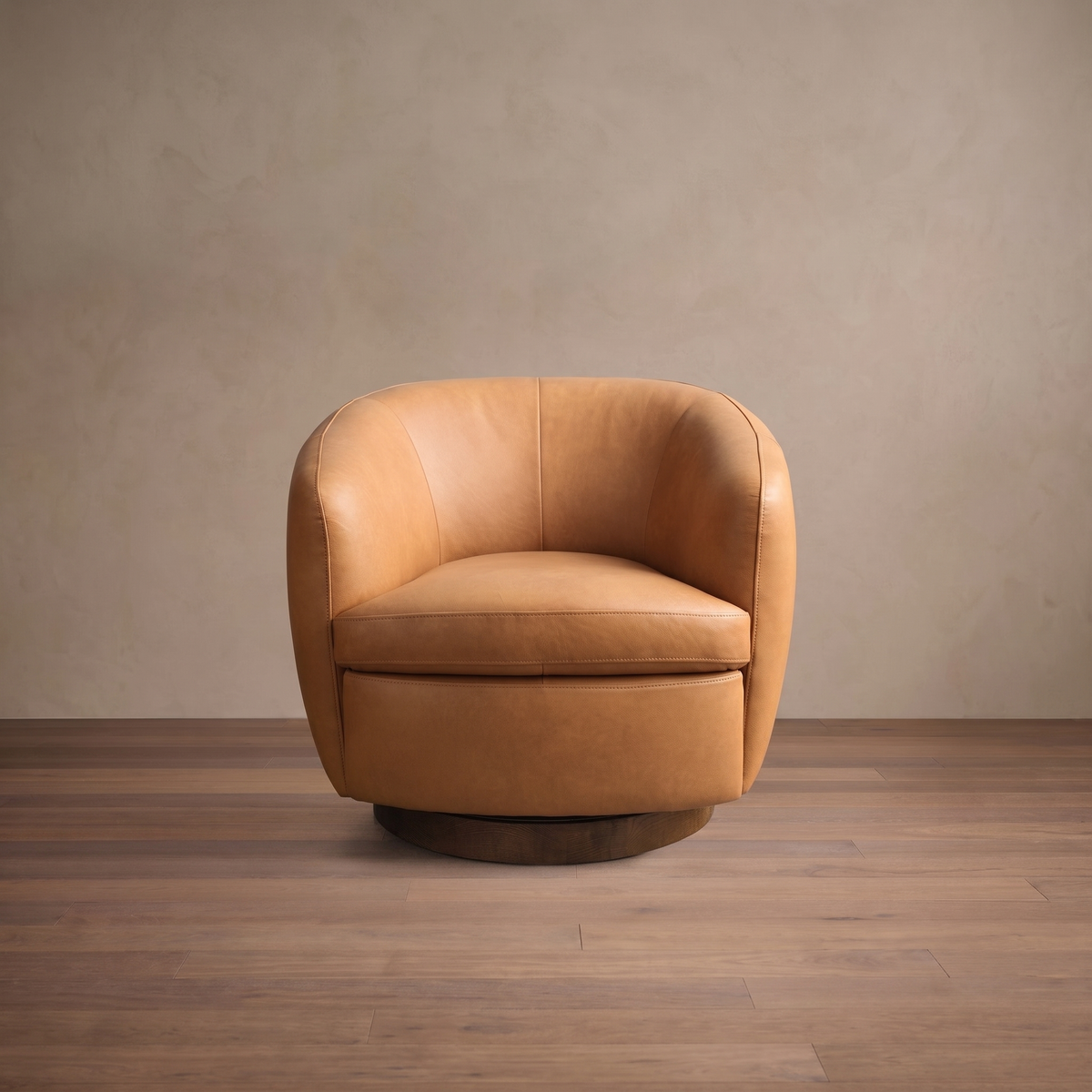 Leather Swivel Accent Chair in Dante Camel/Mocha