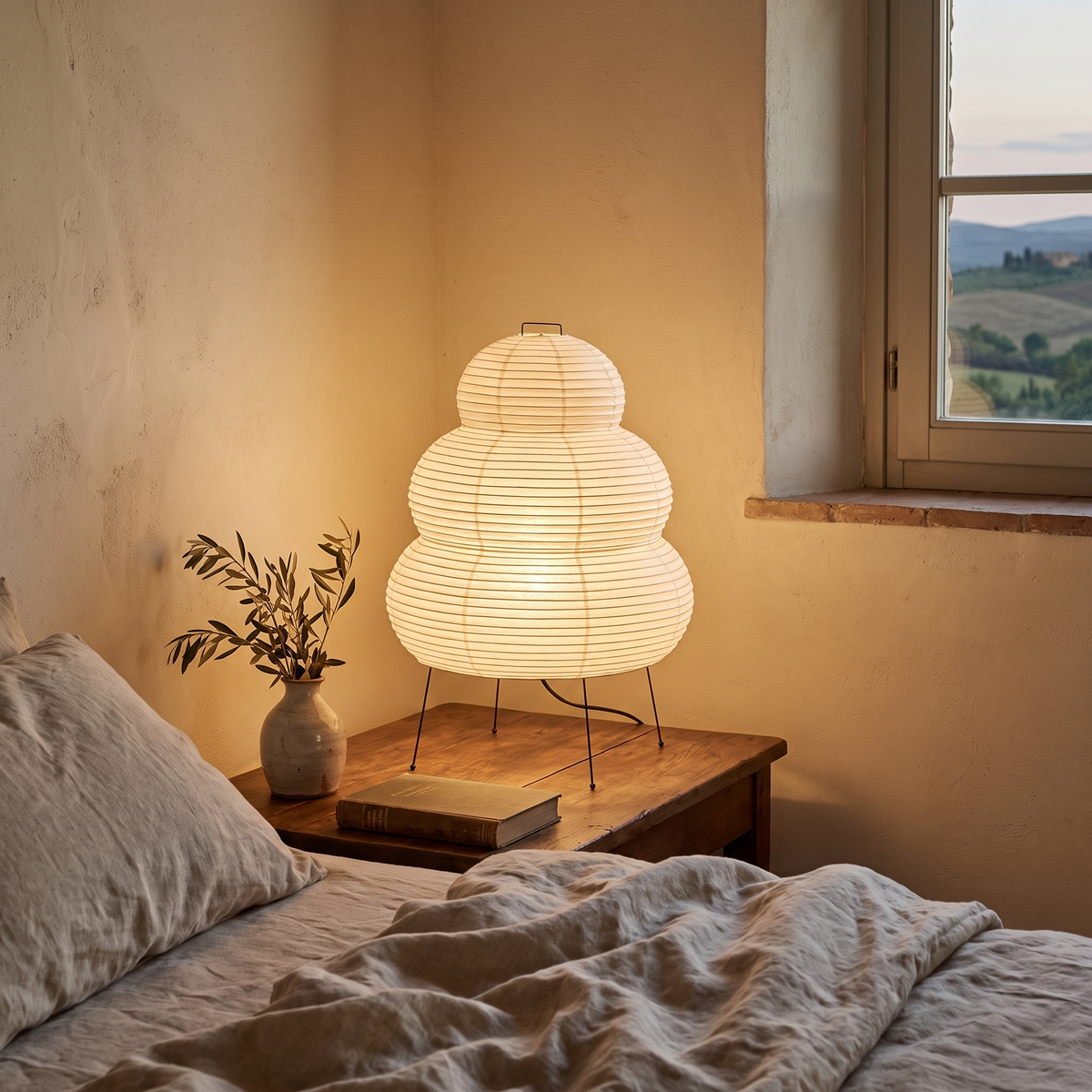 Mulberry Paper Lantern Table Lamp in a warm Italian interior