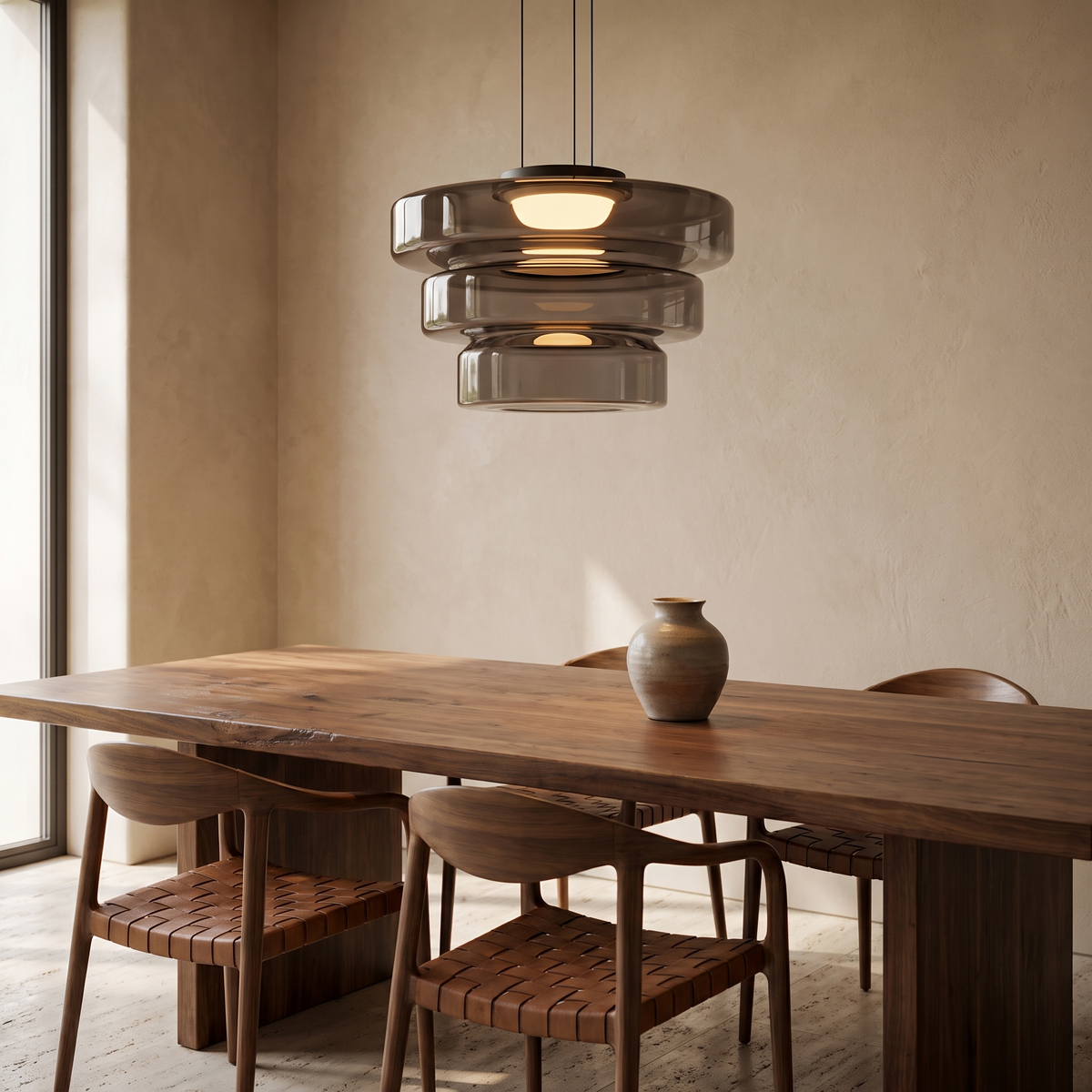 Layered Glass Disc Pendant Light in a warm Italian interior