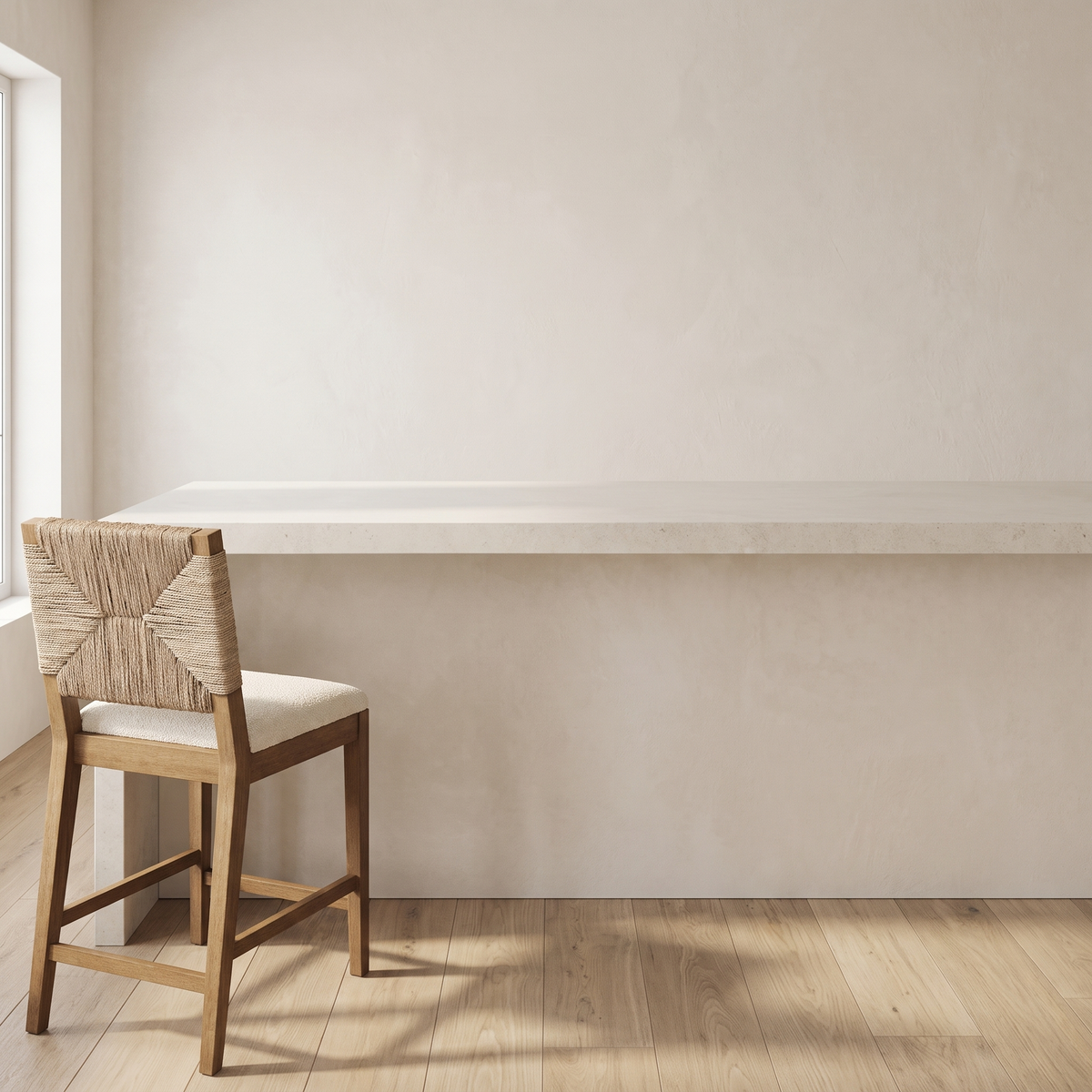 Boucle Counter Height Bar Stool in a warm Italian interior