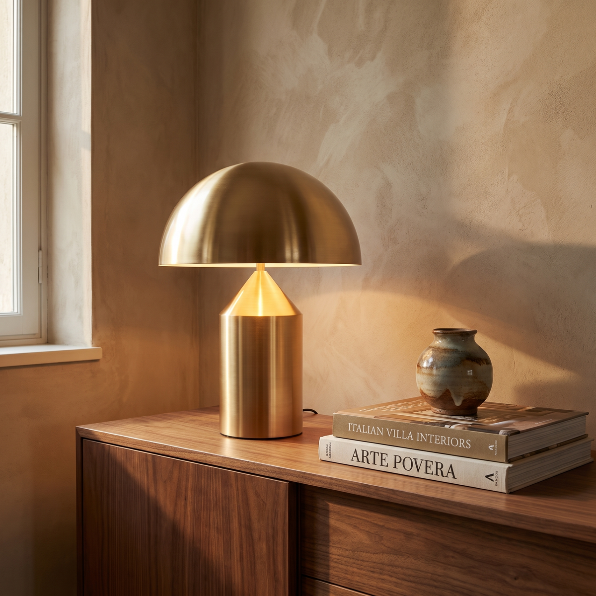 Metal Mushroom Table Lamp in a warm Italian interior