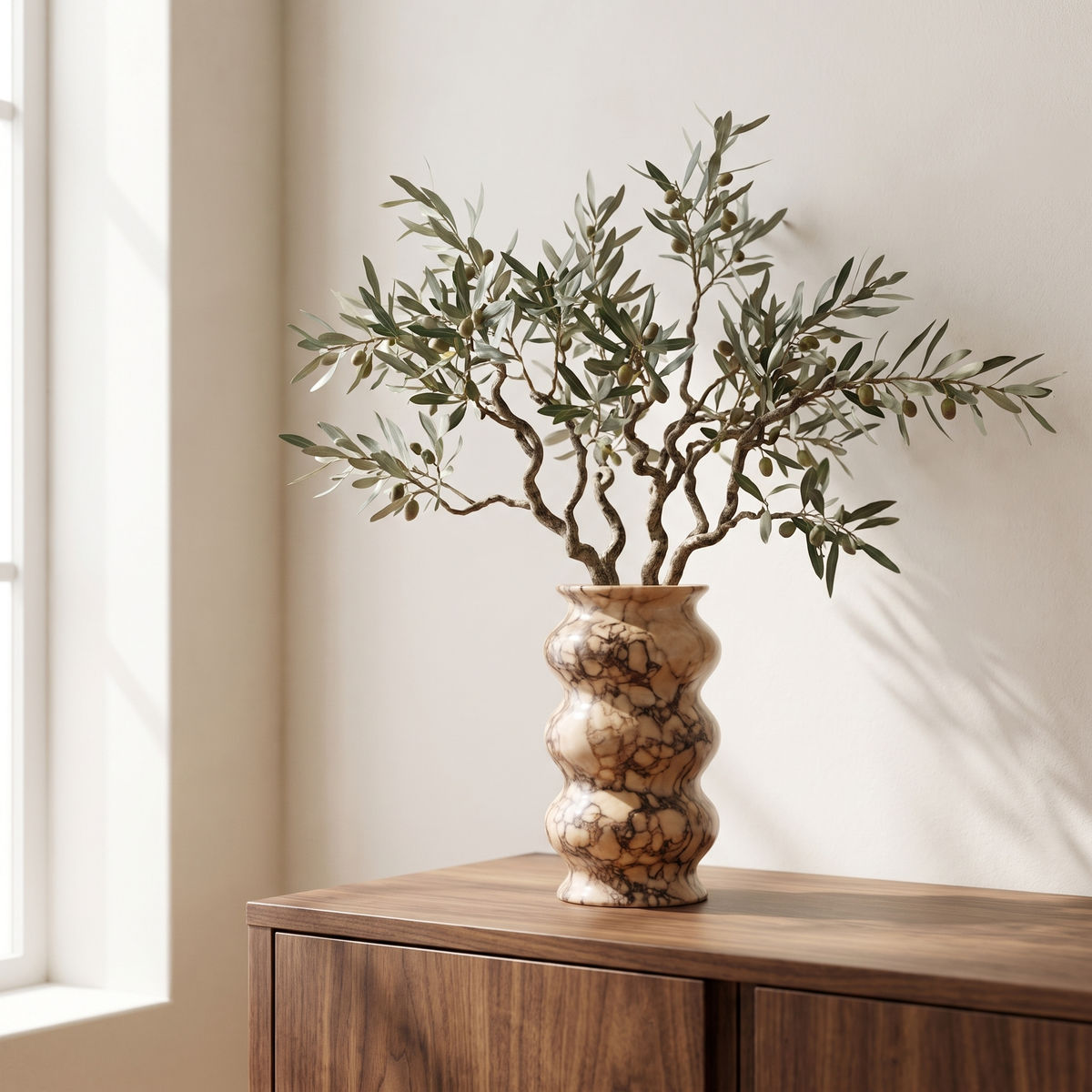 Hand-Carved Marble Vase in a warm Italian interior
