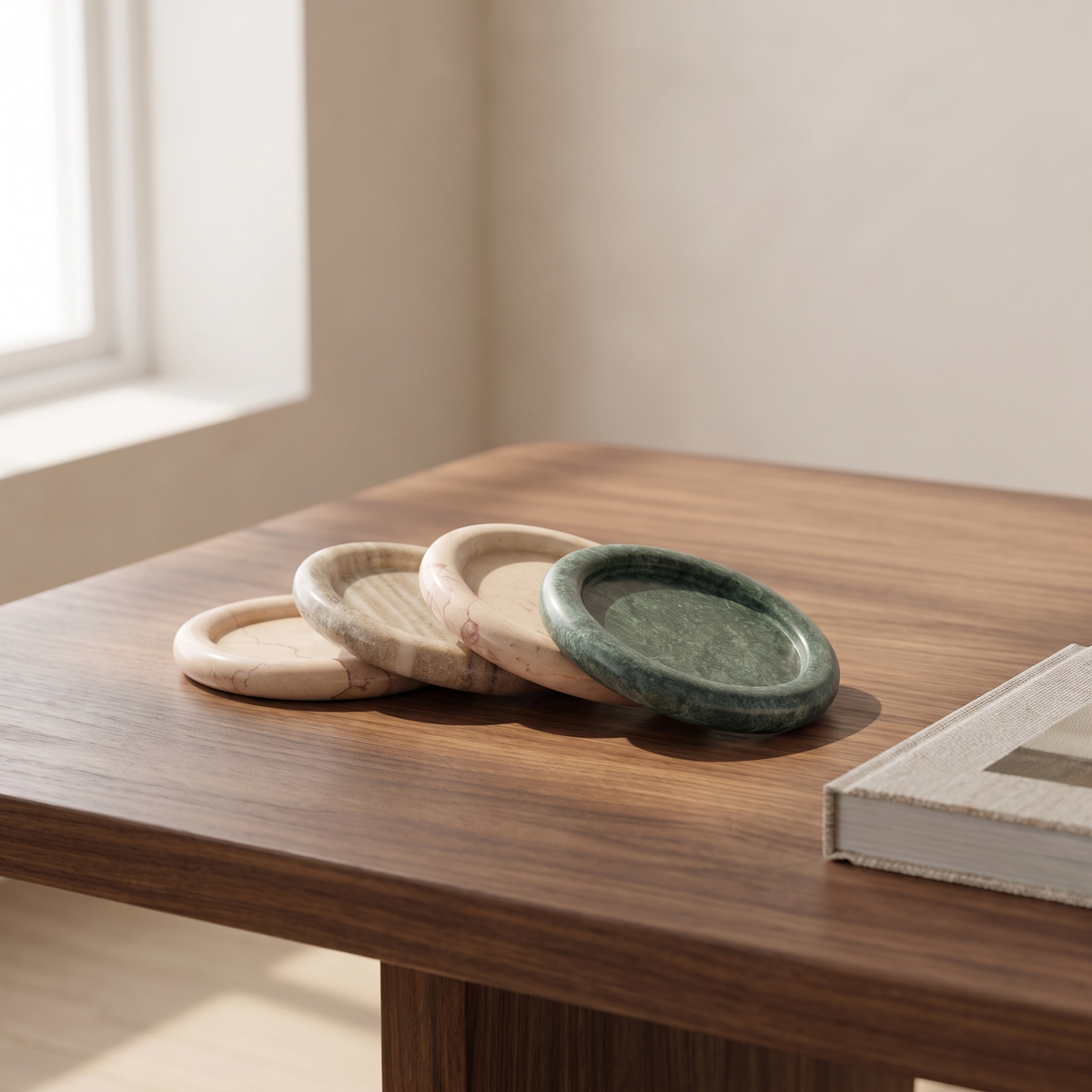Marble Coasters Set of 4 in a warm Italian interior