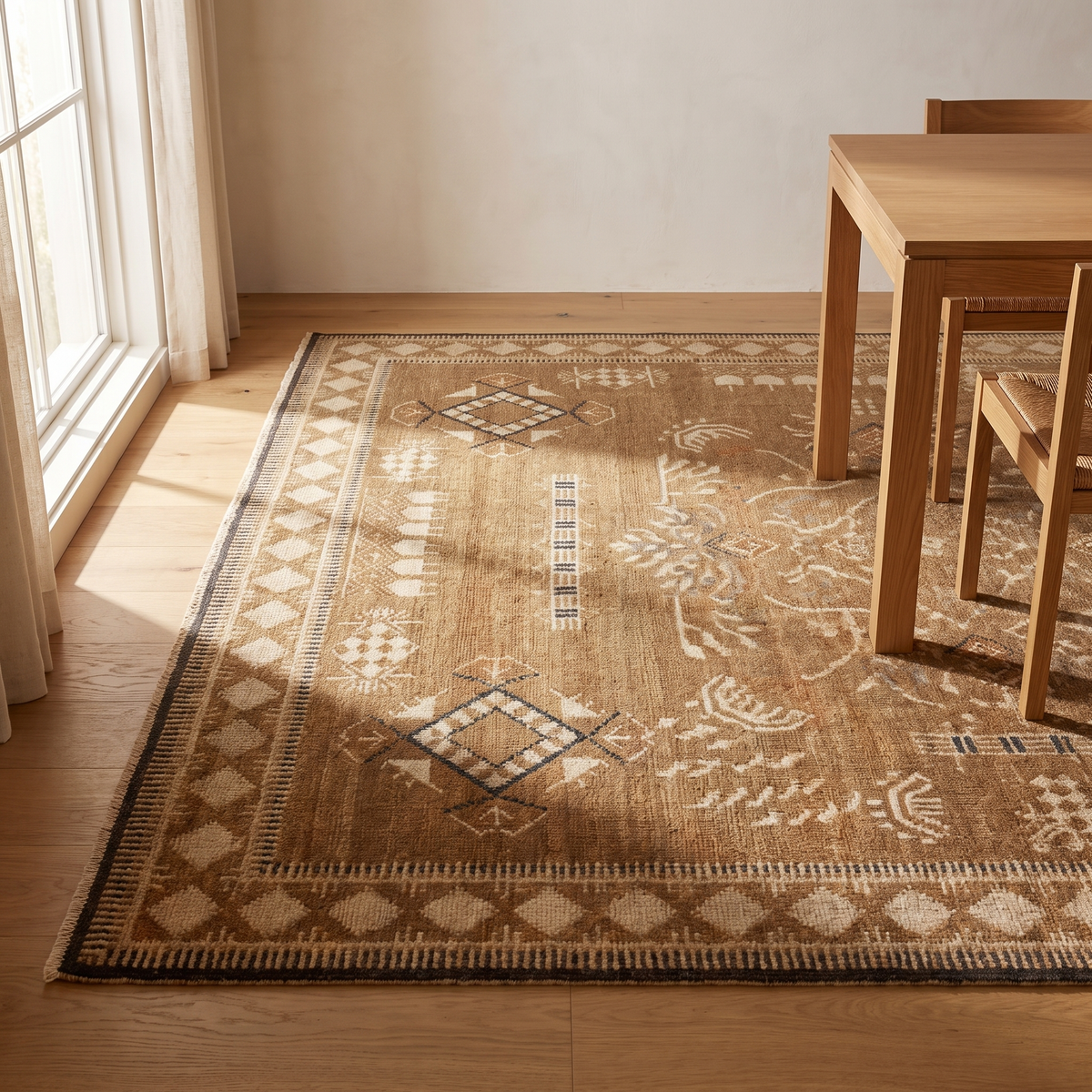 Hand-Knotted Wool Rug in a warm Italian interior