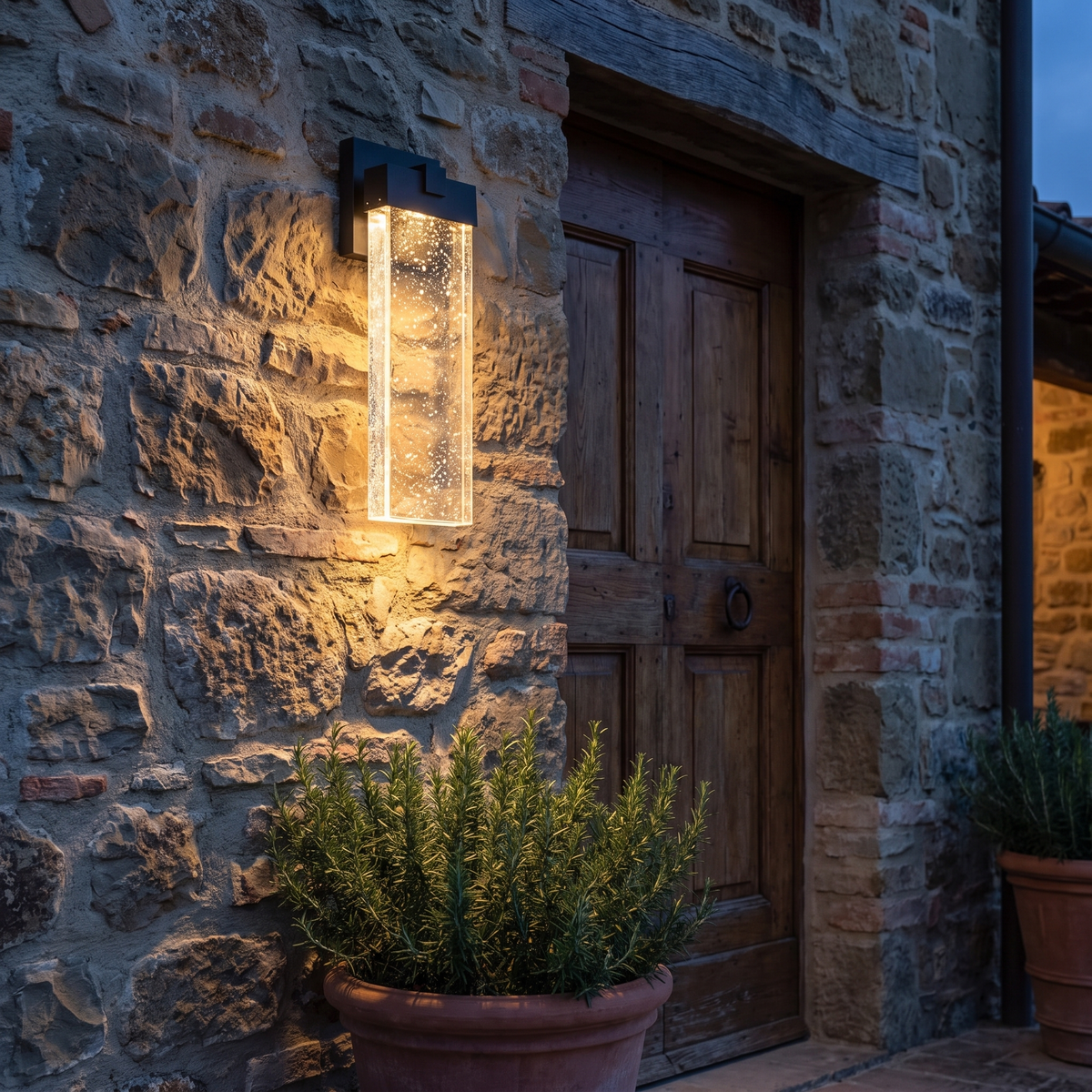 Seeded Crystal Outdoor Wall Light at an Italian villa