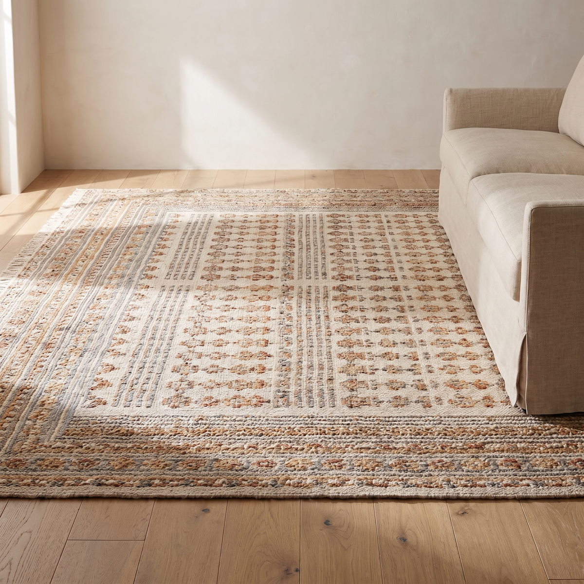 Keziah Flatweave Jute-Blend Rug in a warm Italian interior