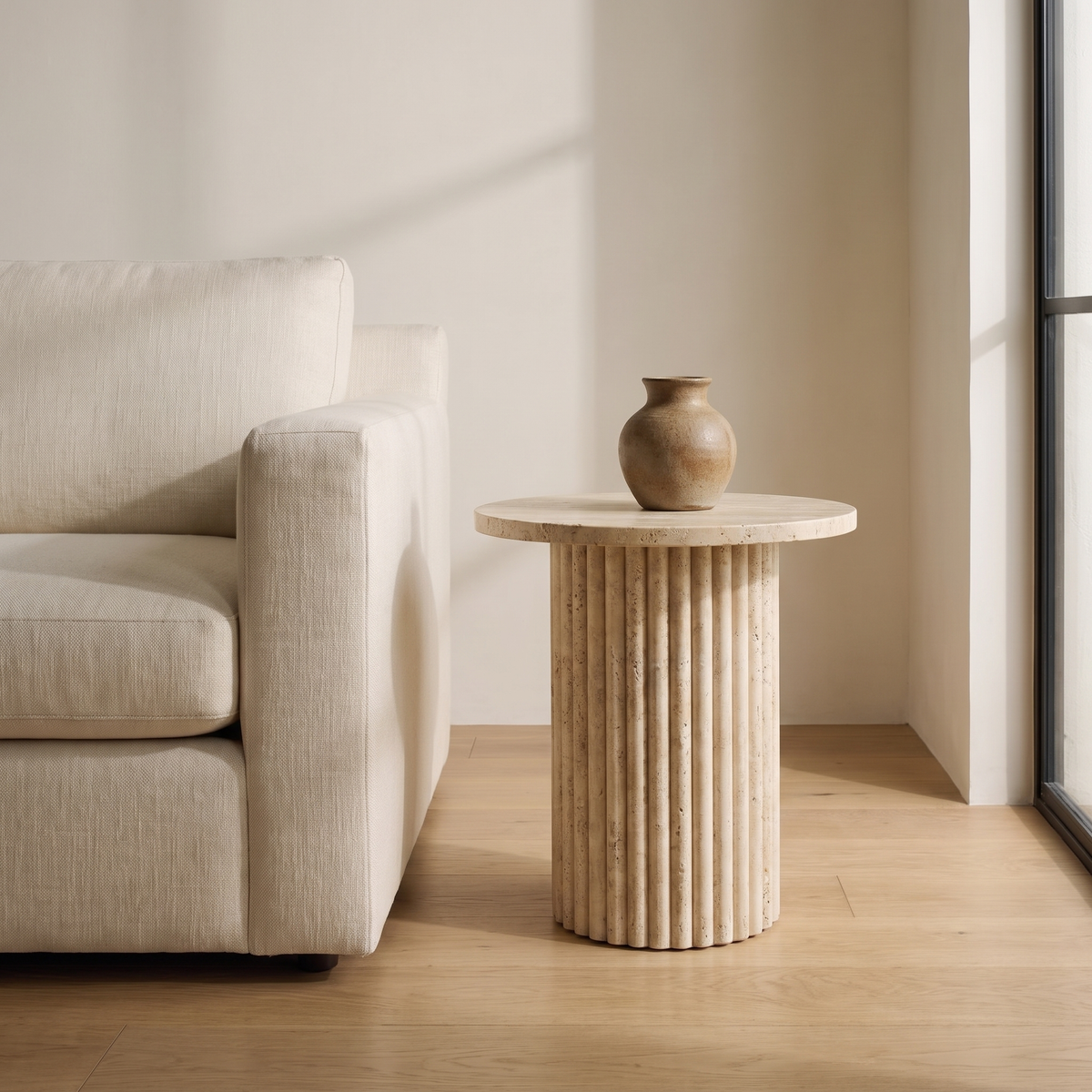 Mona Indoor Outdoor Drink Table in a warm Italian interior