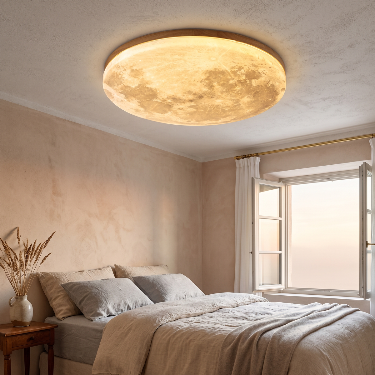 Modern Moon Ceiling Light in a warm Italian interior