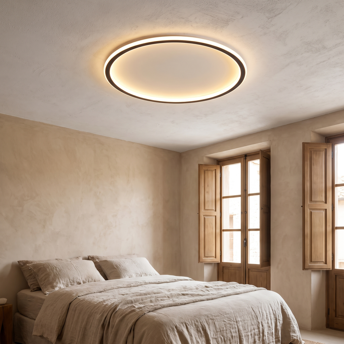 Scandinavian Round Ceiling Light in a warm Italian interior