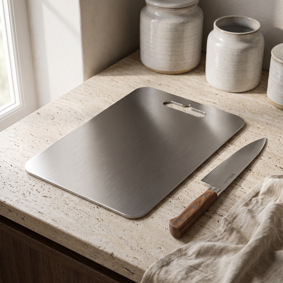 Titanium Cutting Board in a warm Italian interior