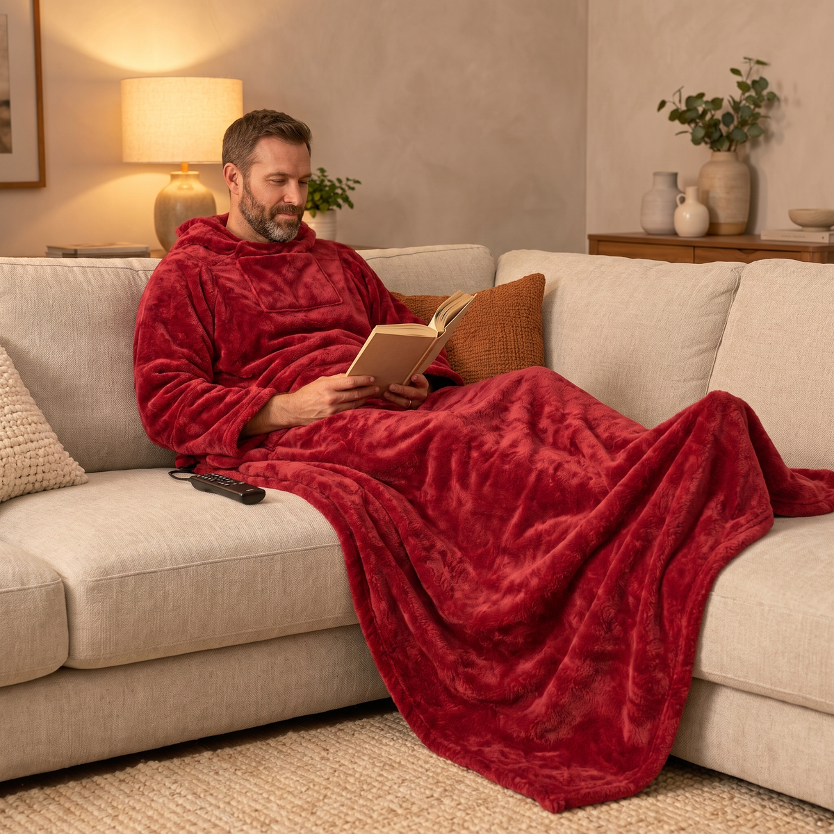 Heated Blanket with Sleeves in a cosy modern Italian home