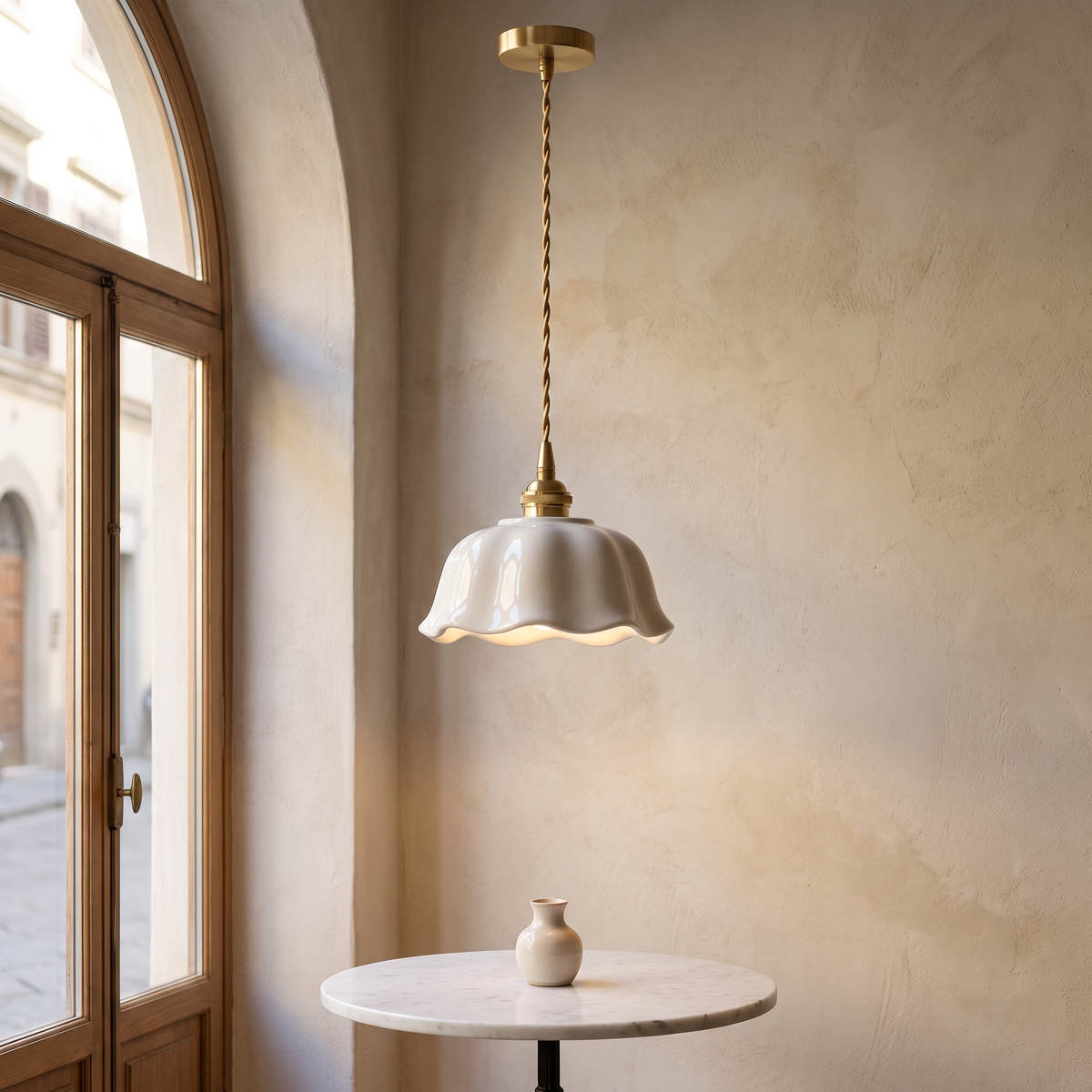Ceramic Flower Pendant Light in a modern Italian interior
