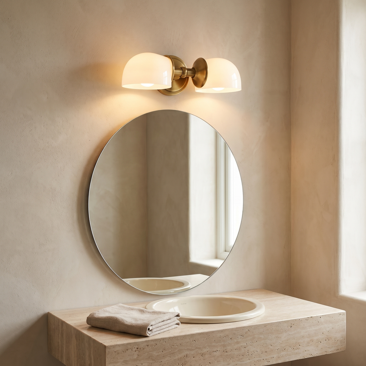 Milk Glass 2-Light Vanity Light in a modern Italian interior