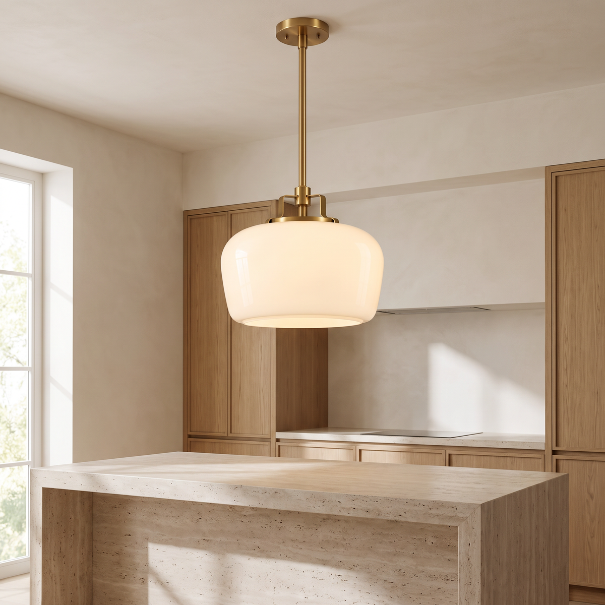 Milk Glass Pendant Light in a modern Italian interior