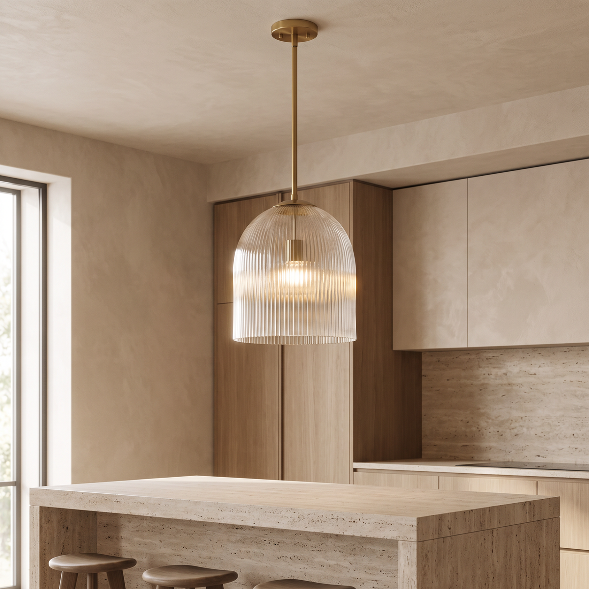 Ribbed Glass Pendant Light in a modern Italian interior