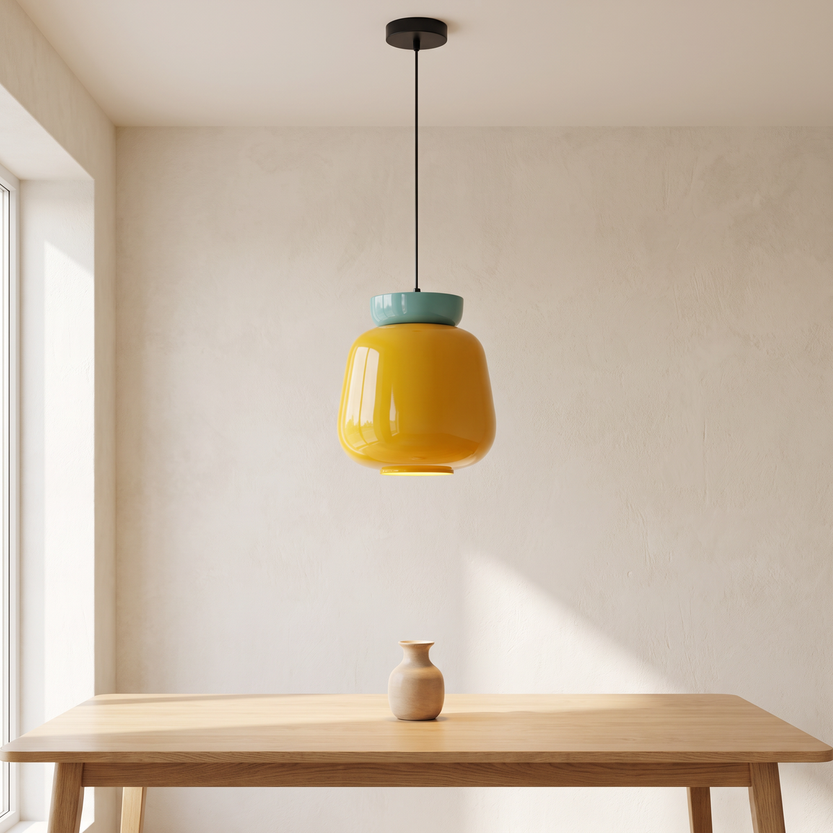 Bauhaus Two-Tone Ceramic Pendant in a modern Italian interior
