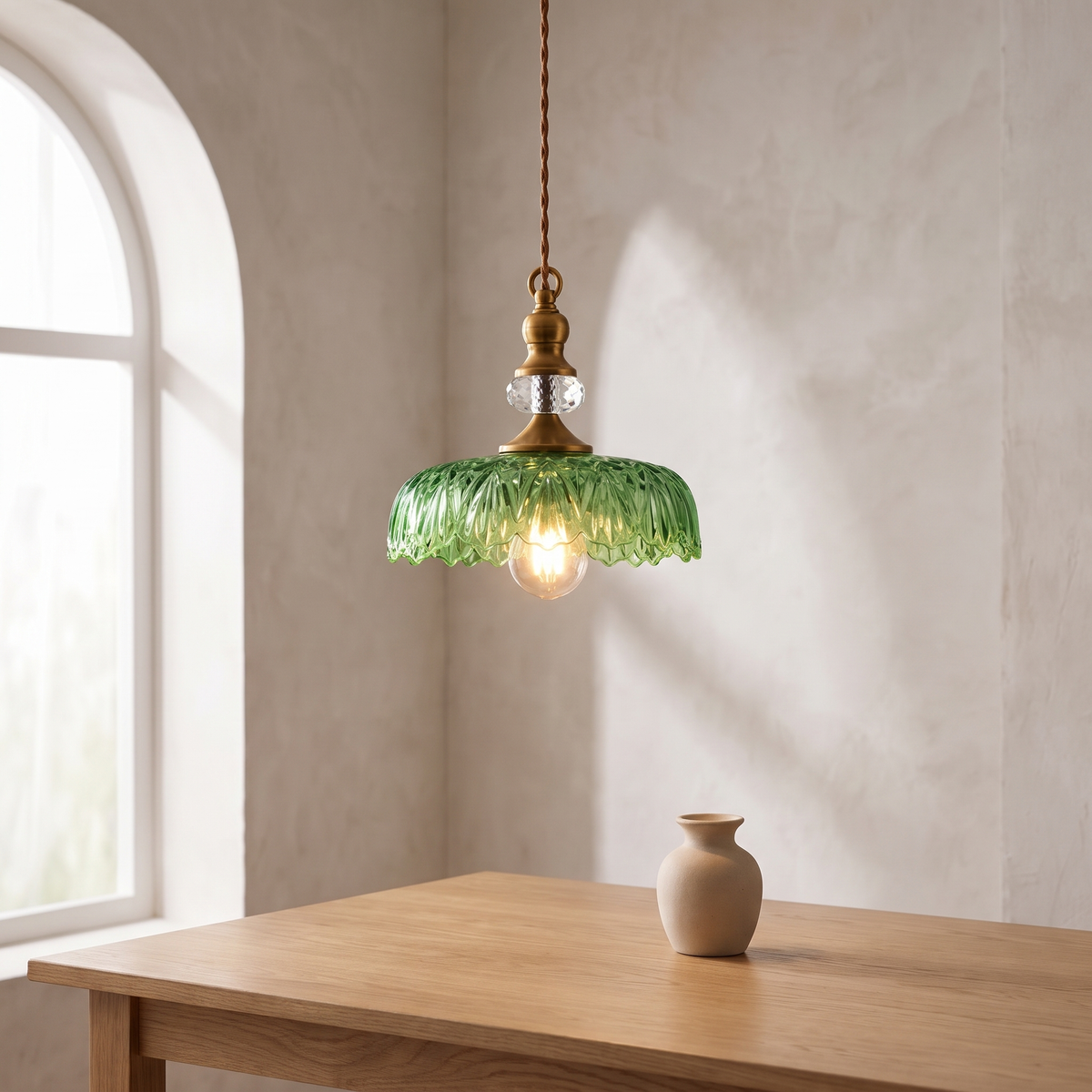 Vintage Floral Glass Pendant Light in a modern Italian interior