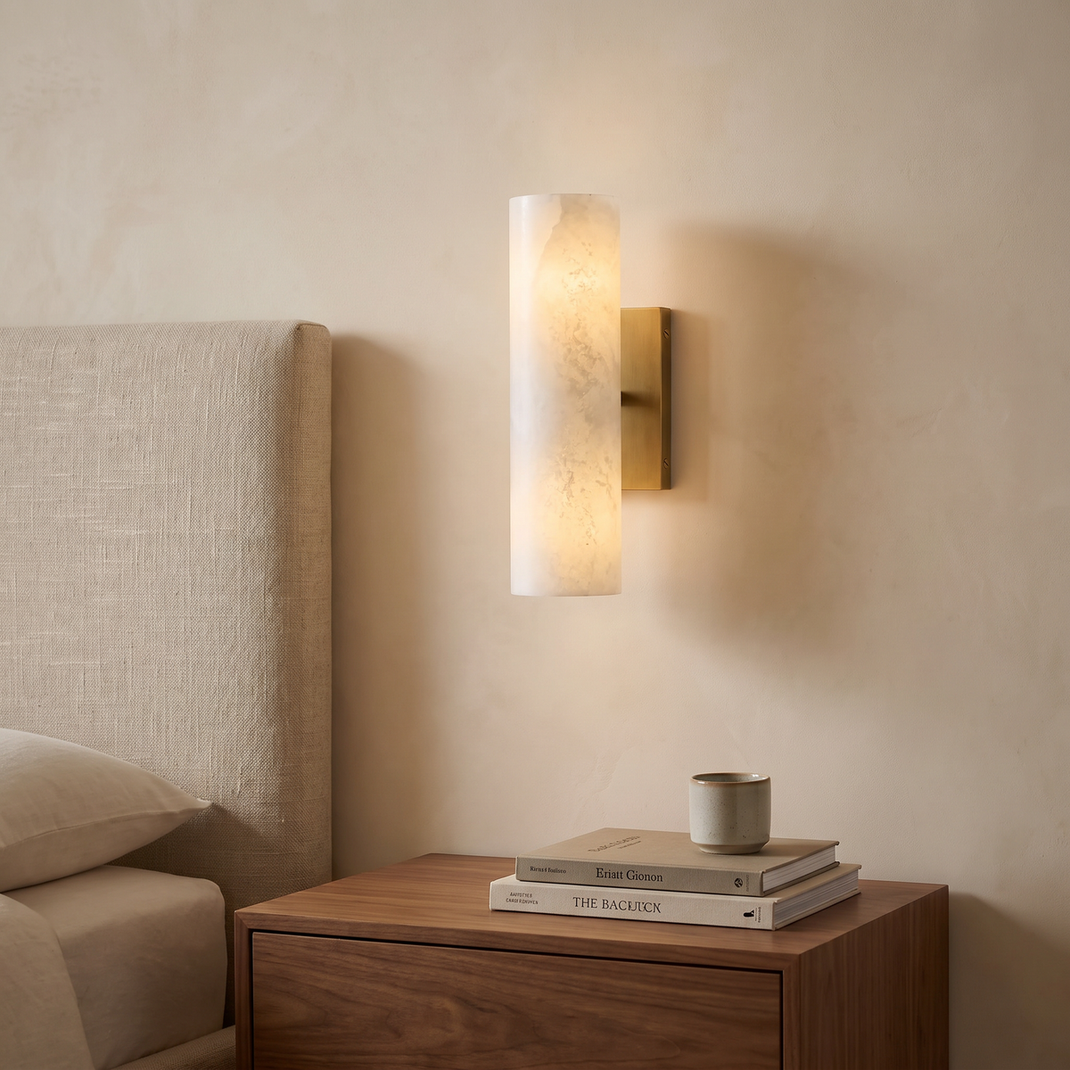 Alabaster Tube Wall Sconce in a modern Italian interior