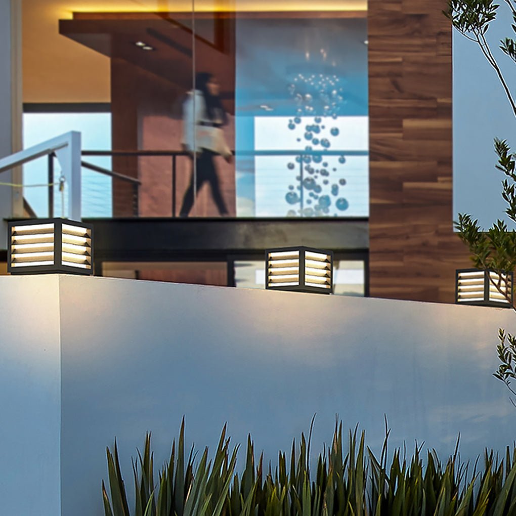 Post Cap Light, Square Solar or Hardwired Pillar Lantern