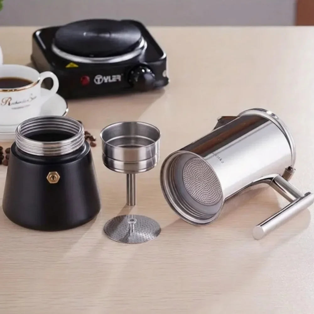 Italian Moka Pot, Stainless Steel Stovetop Coffee Maker