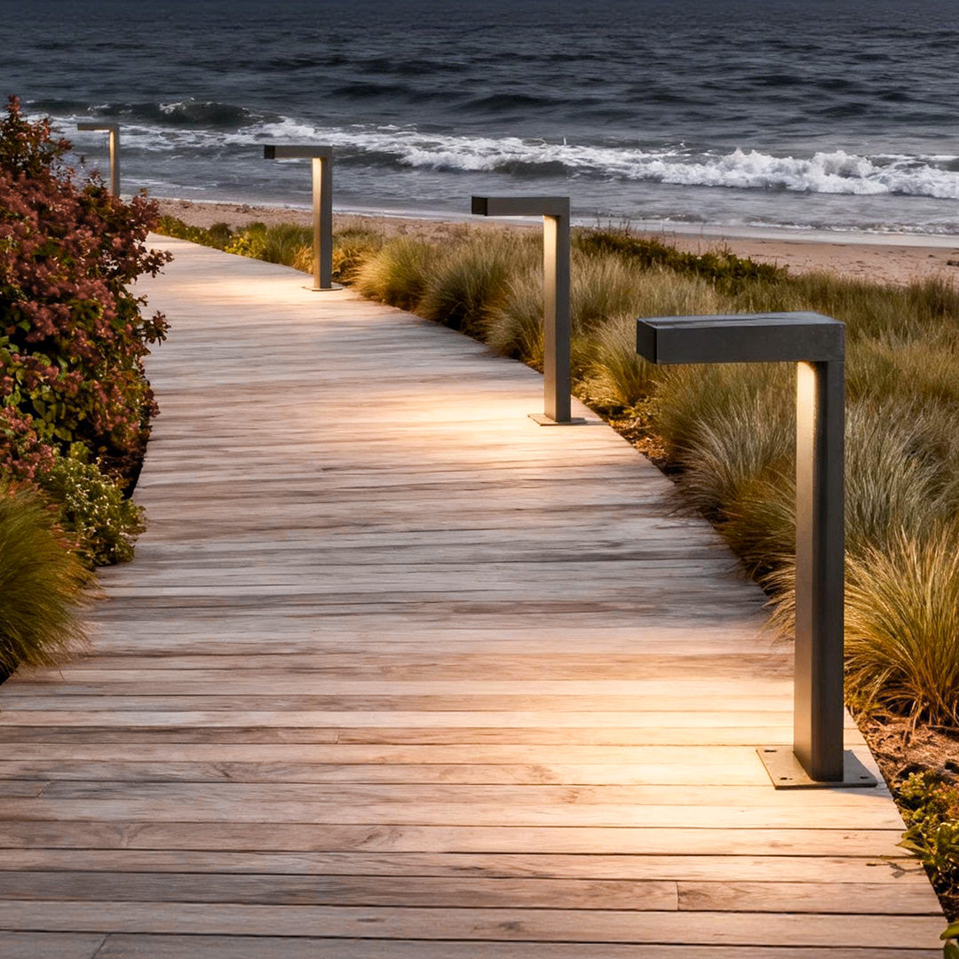 L-Shaped Bollard Light, Solar or Hardwired Path Light