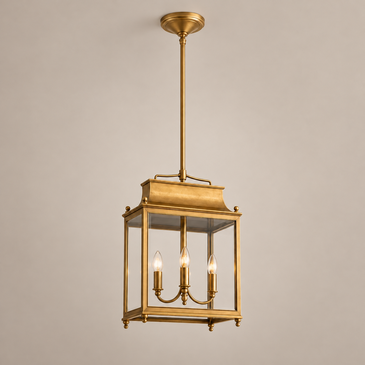 Outdoor Lantern Pendant Light, 4-Light Clear Glass Porch