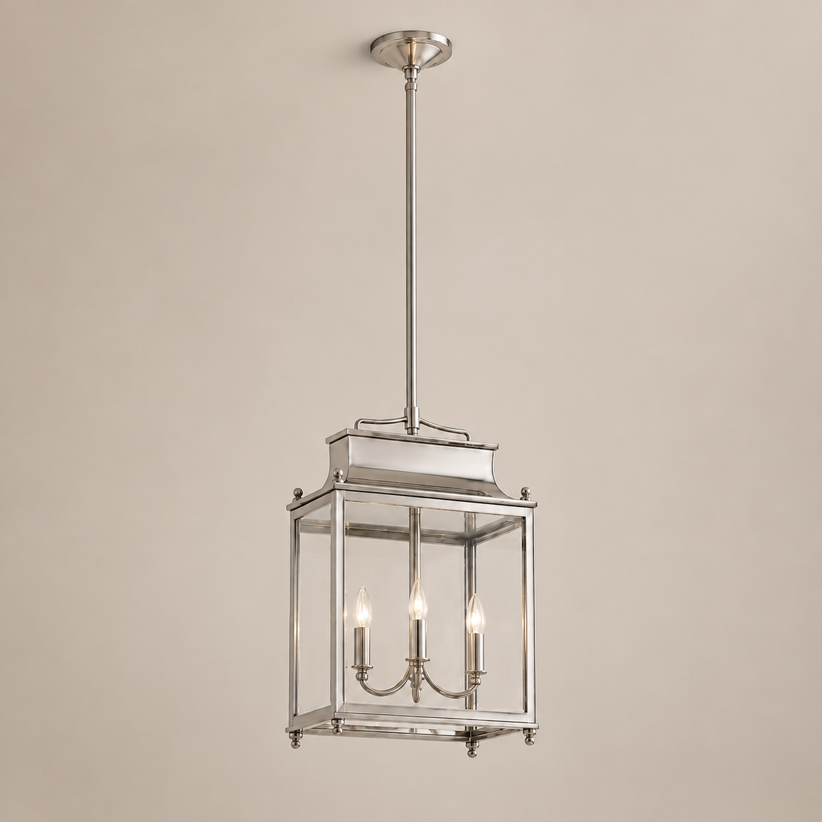 Outdoor Lantern Pendant Light, 4-Light Clear Glass Porch