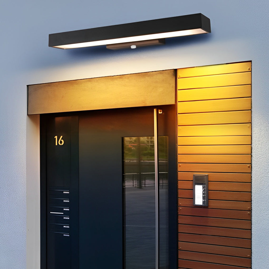 Outdoor LED Linear Wall Light, Black Motion Sensor Sconce