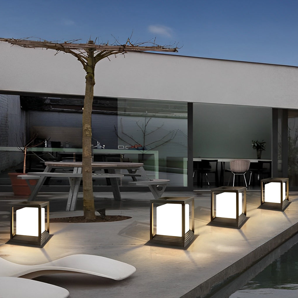 Garden Pedestal Light, Square Solar or Hardwired Post Lamp
