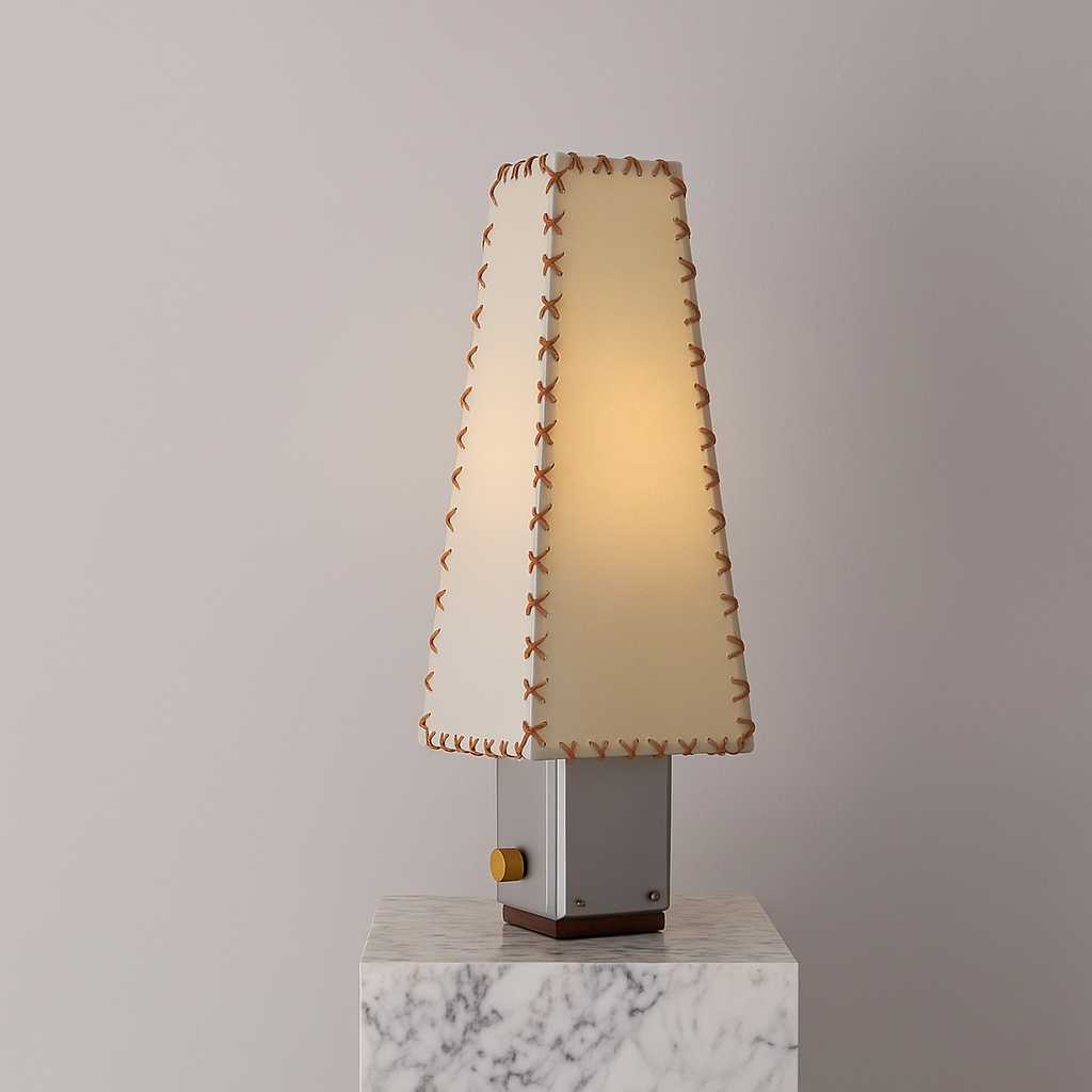 Hand-Stitched Parchment Table Lamp, Bedside Accent Lamp