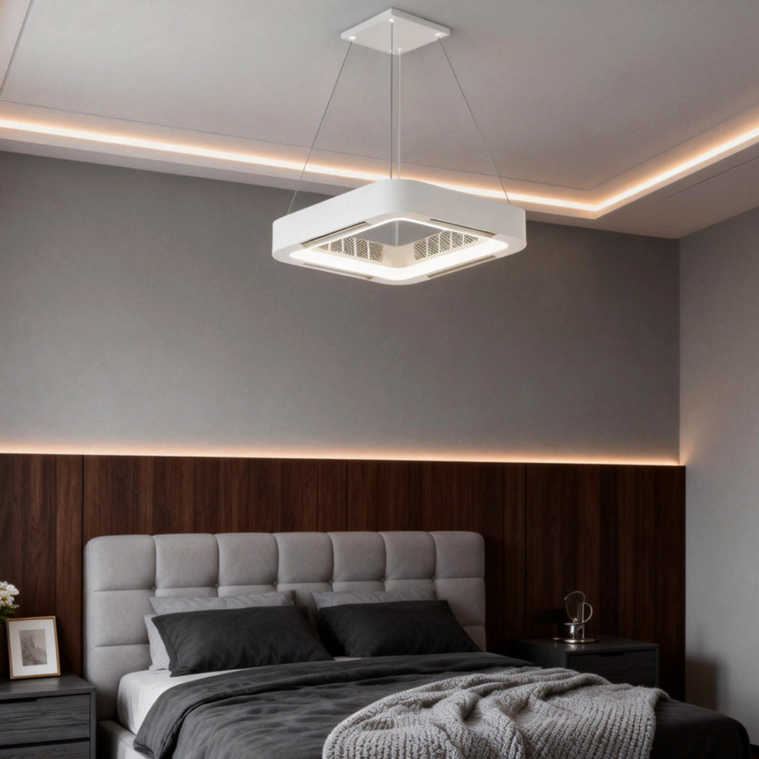 Low Profile Bladeless Ceiling Fan with Light, Dimmable LED