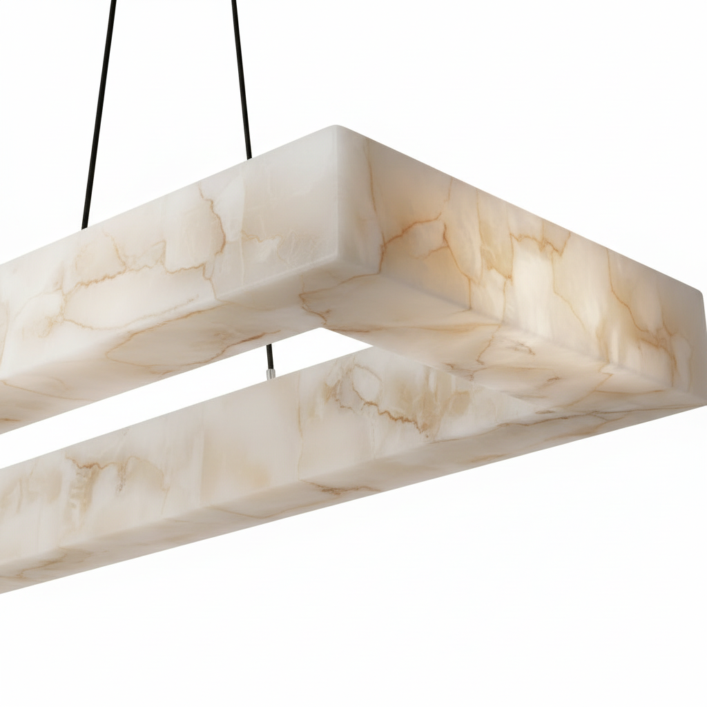 Rectangular Alabaster Chandelier, IP65 Linear Island Light
