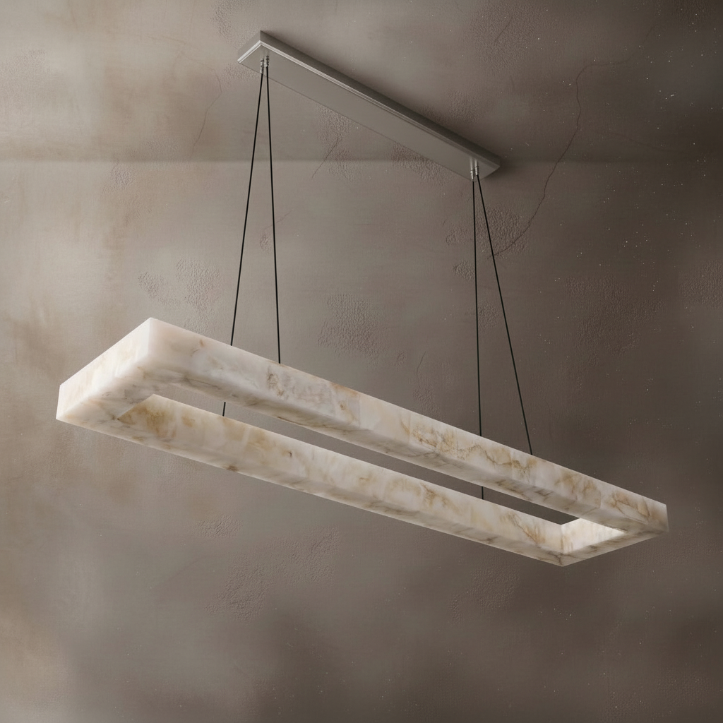 Rectangular Alabaster Chandelier, IP65 Linear Island Light