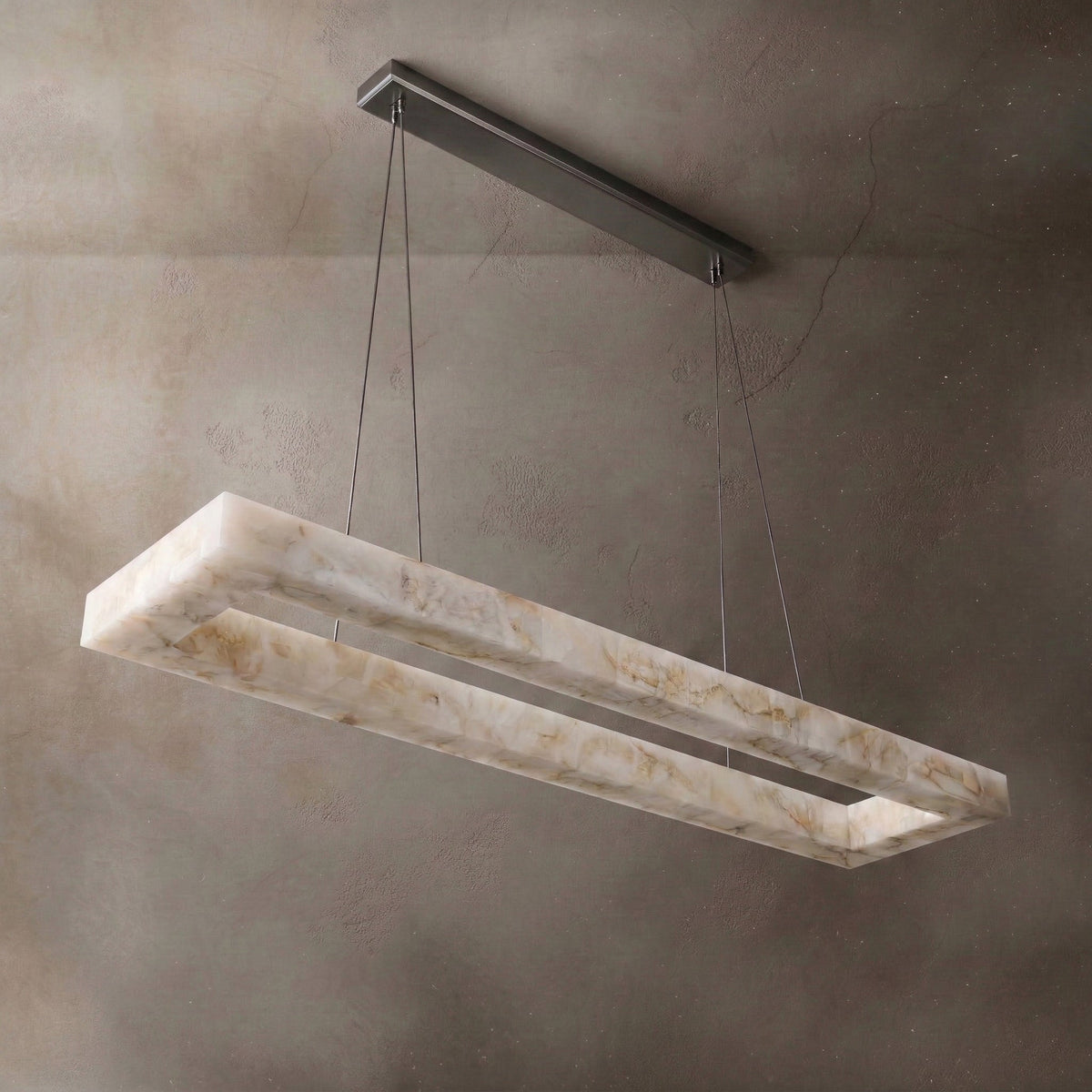 Rectangular Alabaster Chandelier, IP65 Linear Island Light