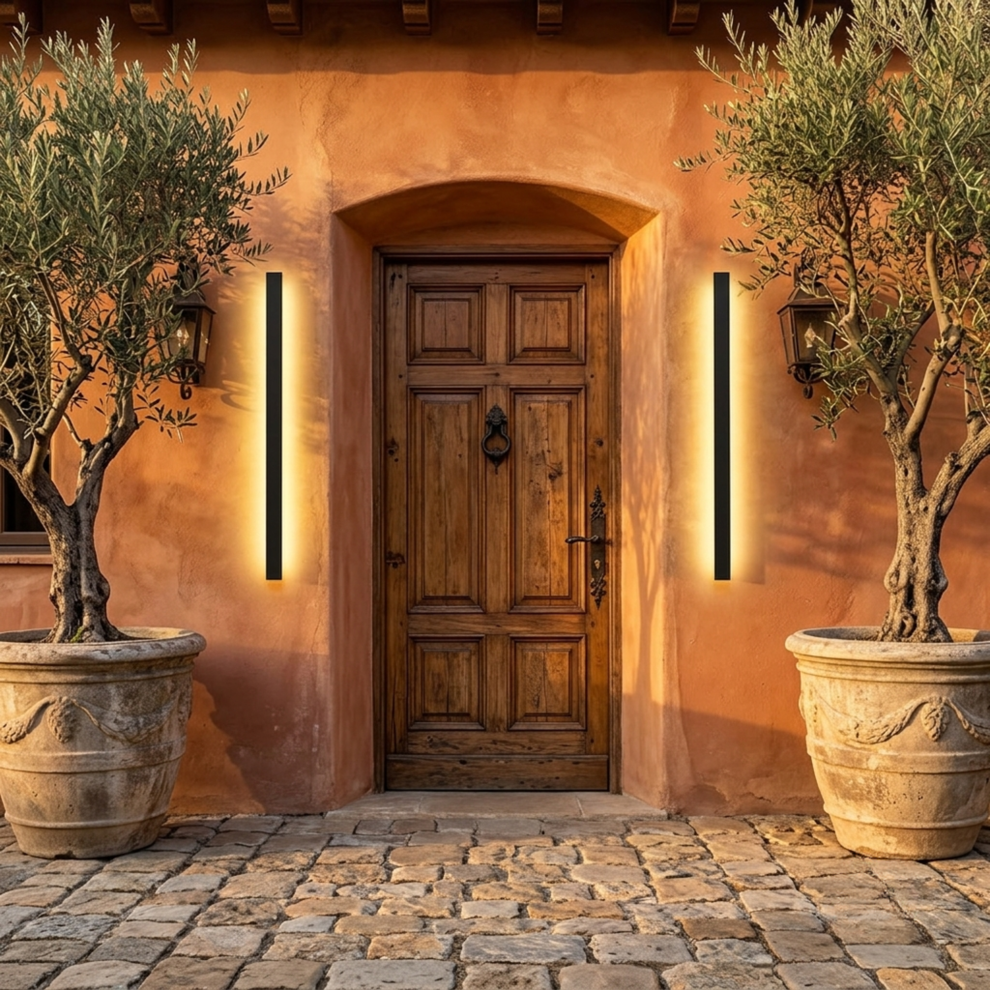 Modern Black Linear LED Outdoor Wall Light — Casa Milano Weatherproof Exterior Sconce for Front Door & Garden