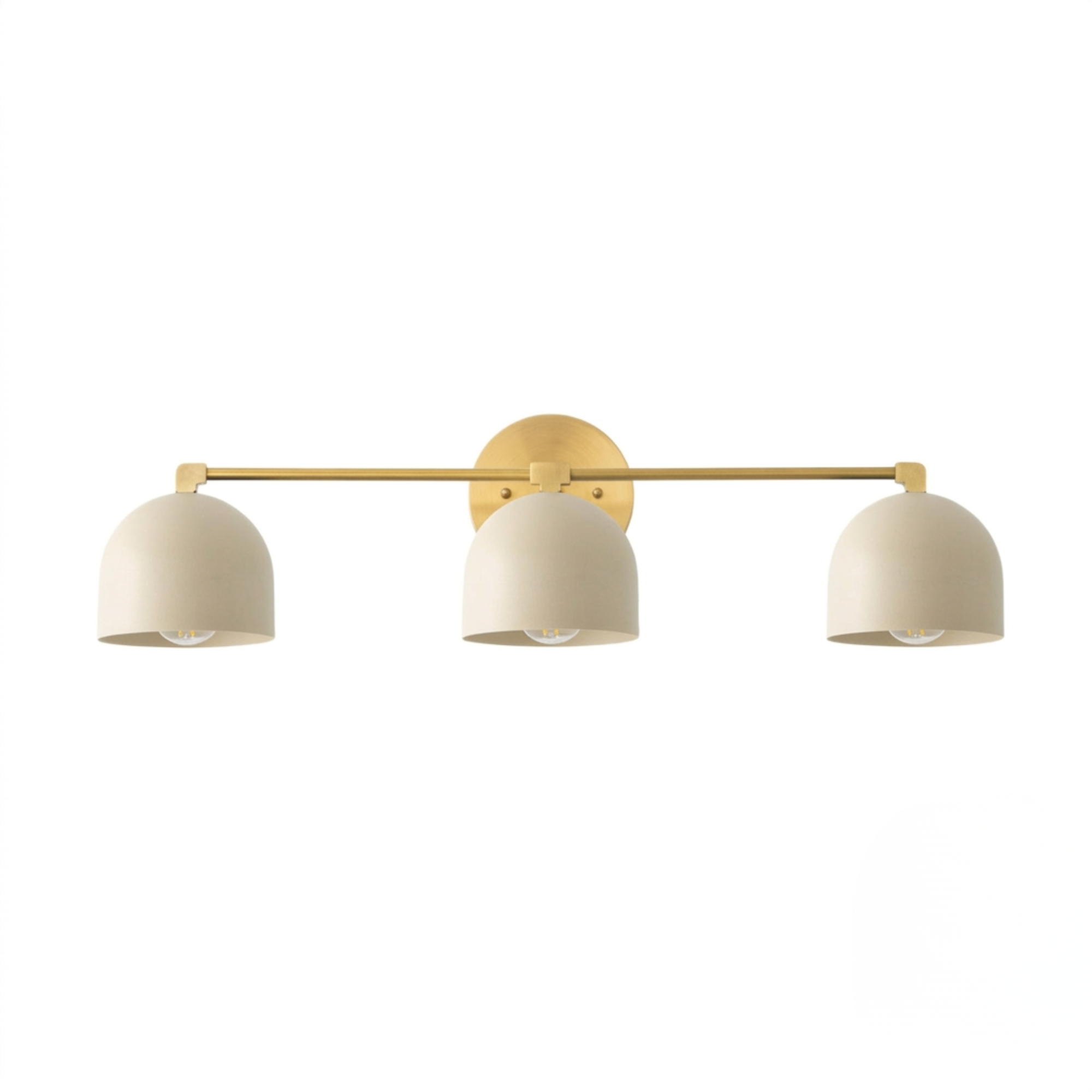 Mid-Century Brass Dome Vanity Light — Casa Amalfi Modern Bathroom Sconce with Fluted Milk Glass Shade