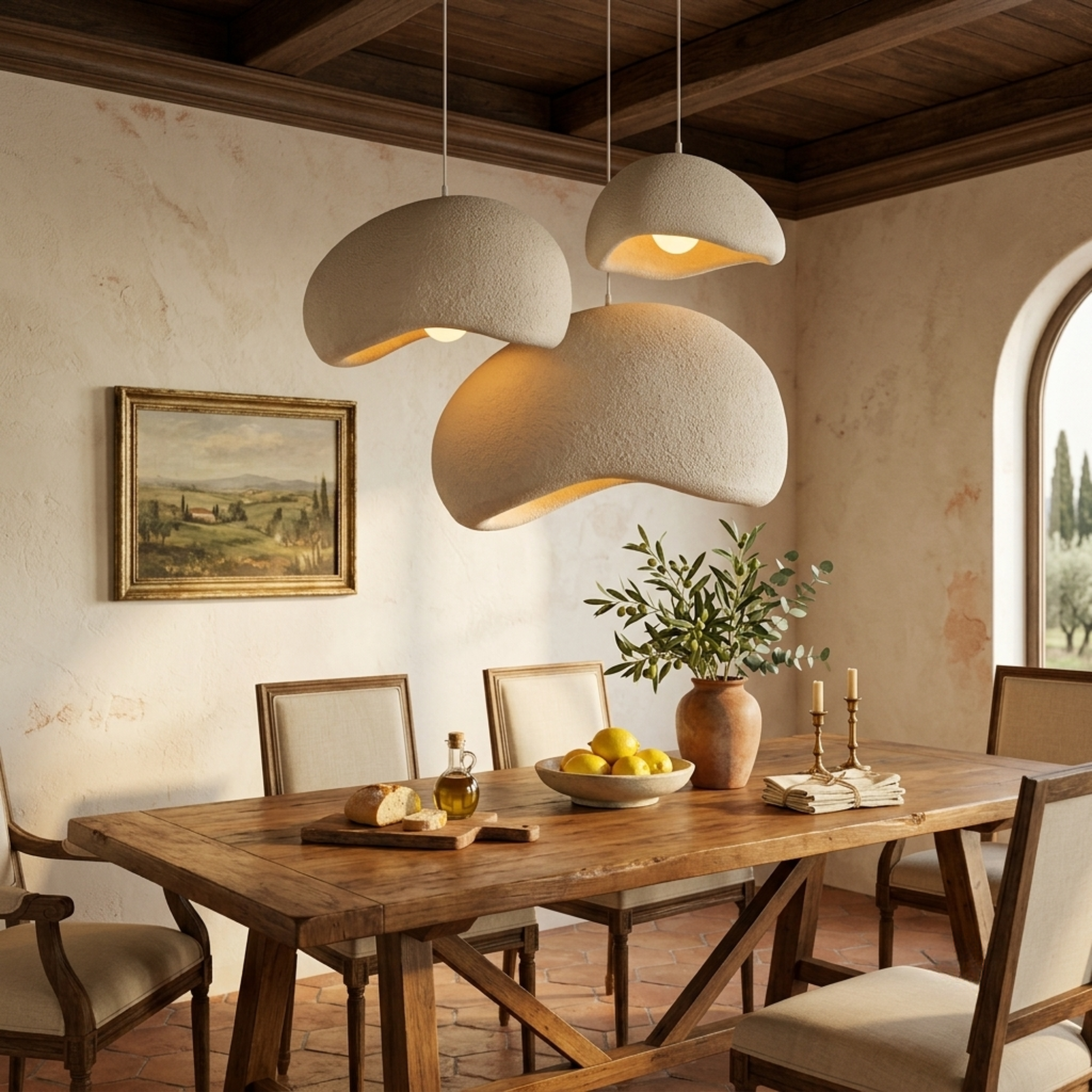 Modern Wabi Sabi Resin Chandelier — Casa Sereno Boho Cluster Ceiling Light for Dining Room & Living Room