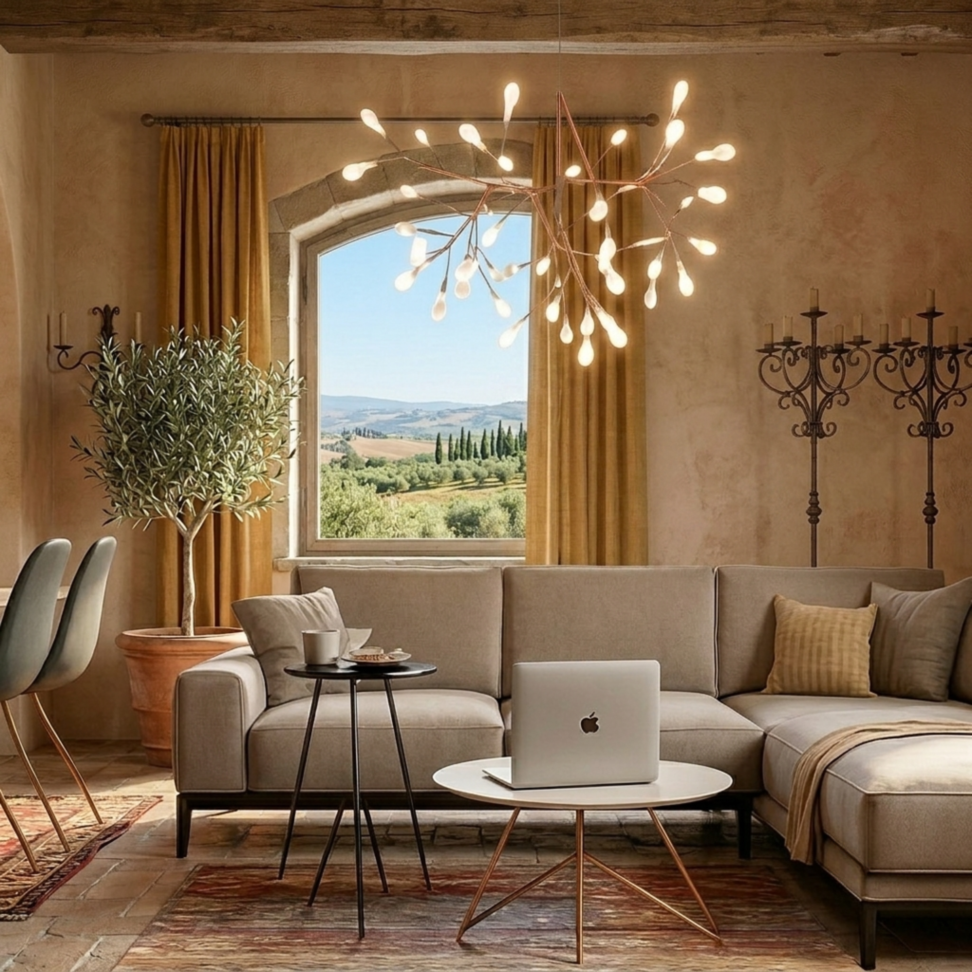 Modern LED Branch Pendant Chandelier — Casa Milano Designer Sputnik Light for Dining Room & Foyer