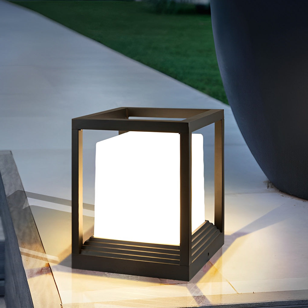 Garden Pedestal Light, Square Solar or Hardwired Post Lamp