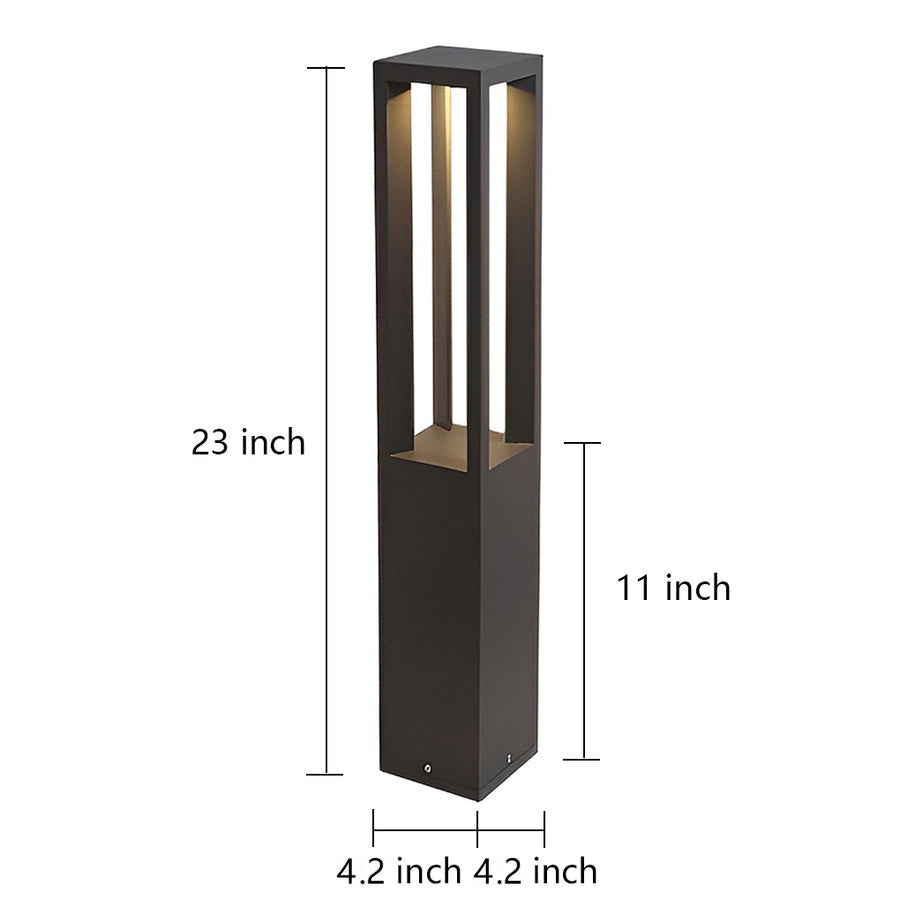 Black LED Bollard Light, Modern Garden Path Post Light