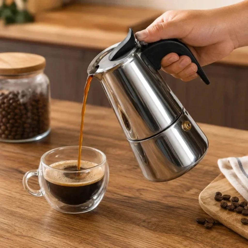 Stovetop Espresso Maker, Stainless Steel Moka Pot 4 Sizes