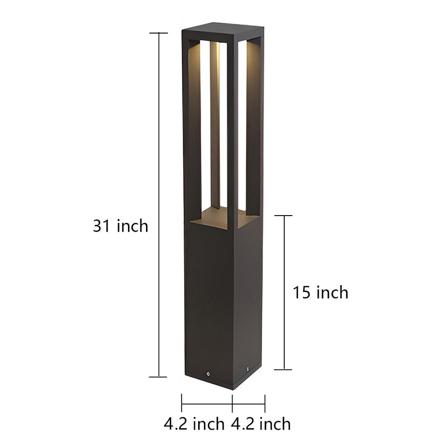 Black LED Bollard Light, Modern Garden Path Post Light
